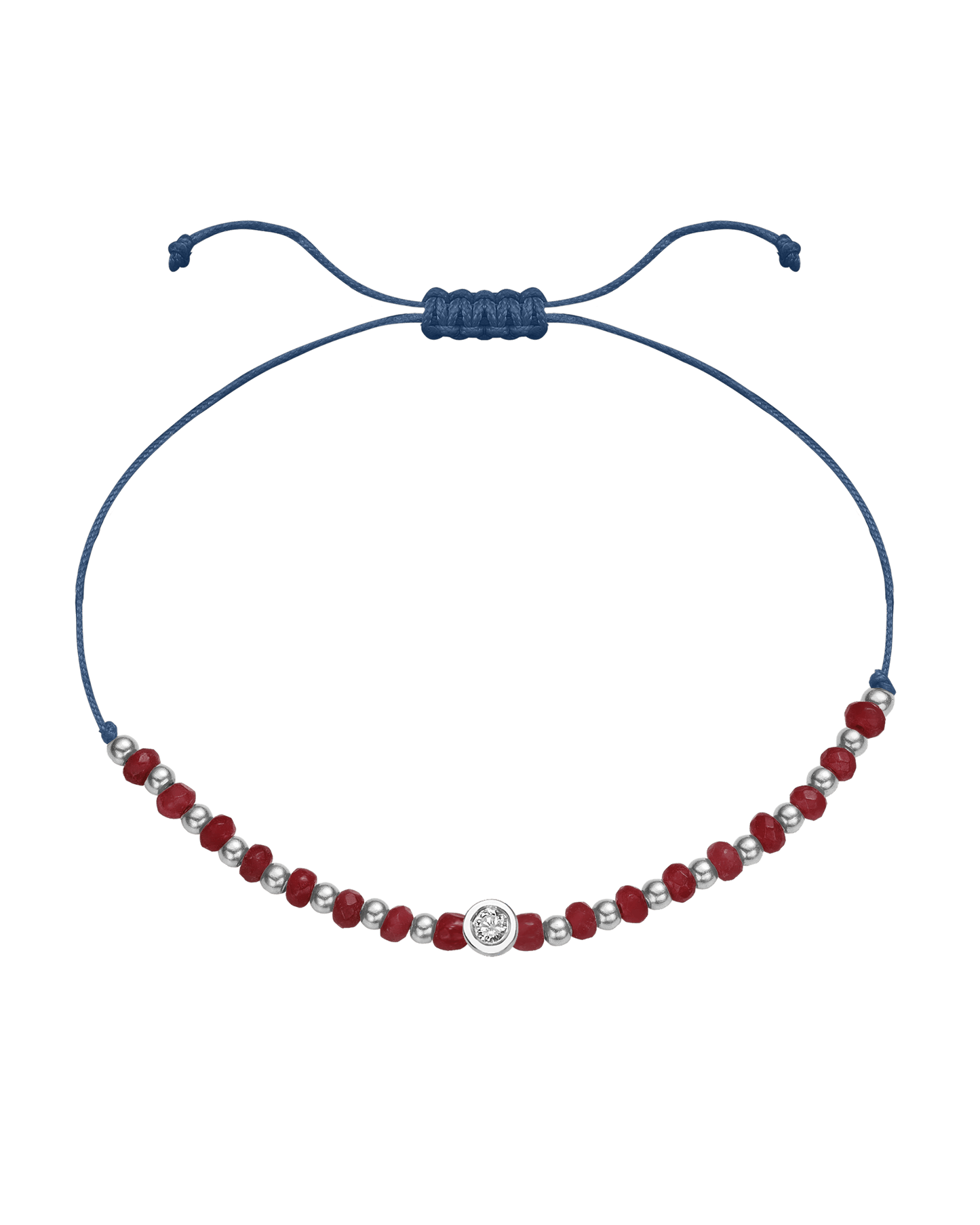 Red Agate Gemstone String of Love Bracelet for Confidence - 14K White Gold Bracelet 14K Solid Gold Indigo Medium: 0.04ct