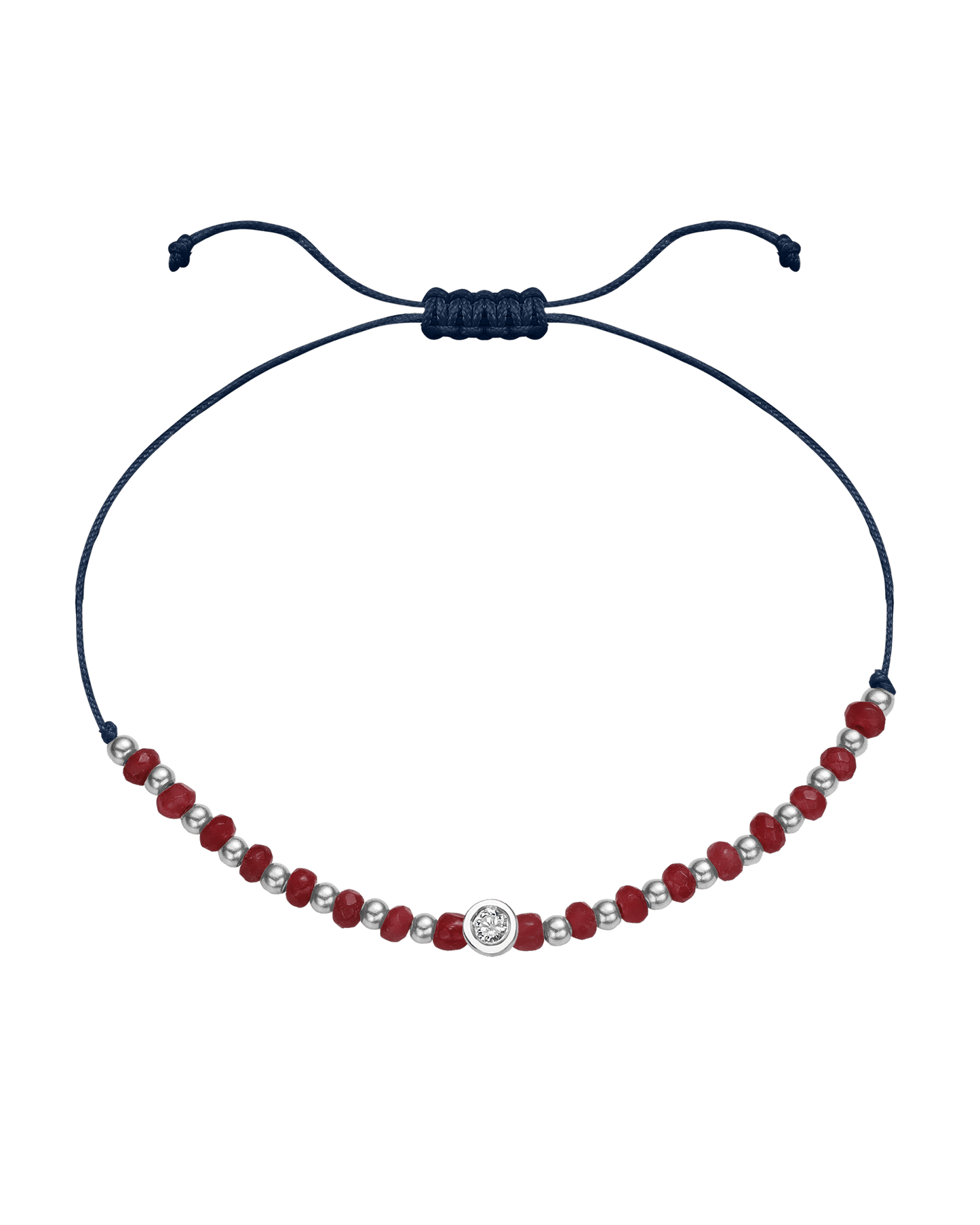 Red Agate Gemstone String of Love Bracelet for Confidence - 14K White Gold Bracelet 14K Solid Gold Navy Blue Medium: 0.04ct