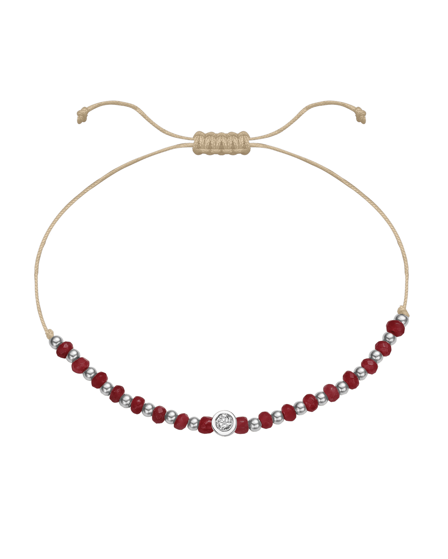 Red Agate Gemstone String of Love Bracelet for Confidence - 14K White Gold Bracelet 14K Solid Gold Beige Medium: 0.04ct