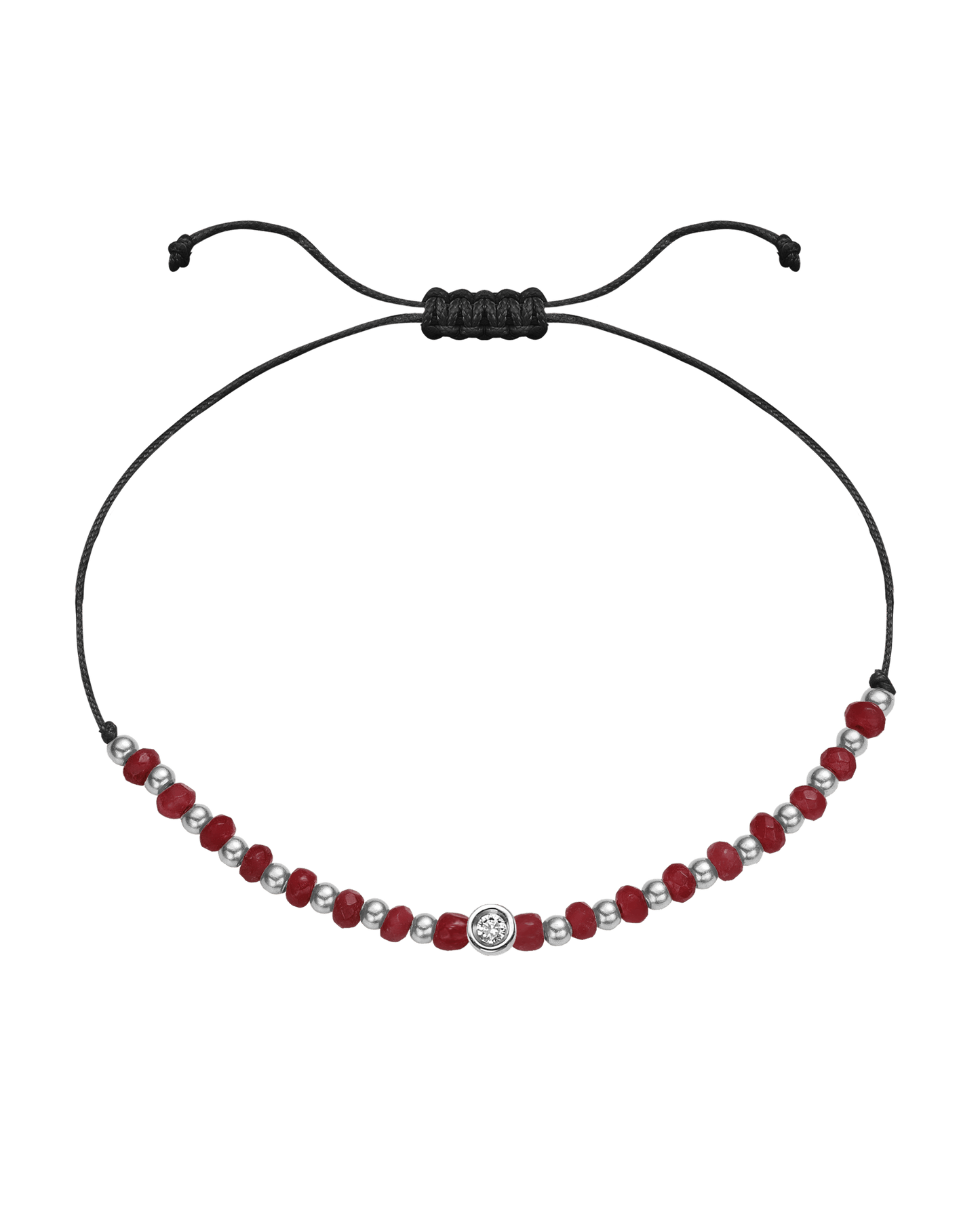 Red Agate Gemstone String of Love Bracelet for Confidence - 14K White Gold Bracelet 14K Solid Gold Black Small: 0.03ct