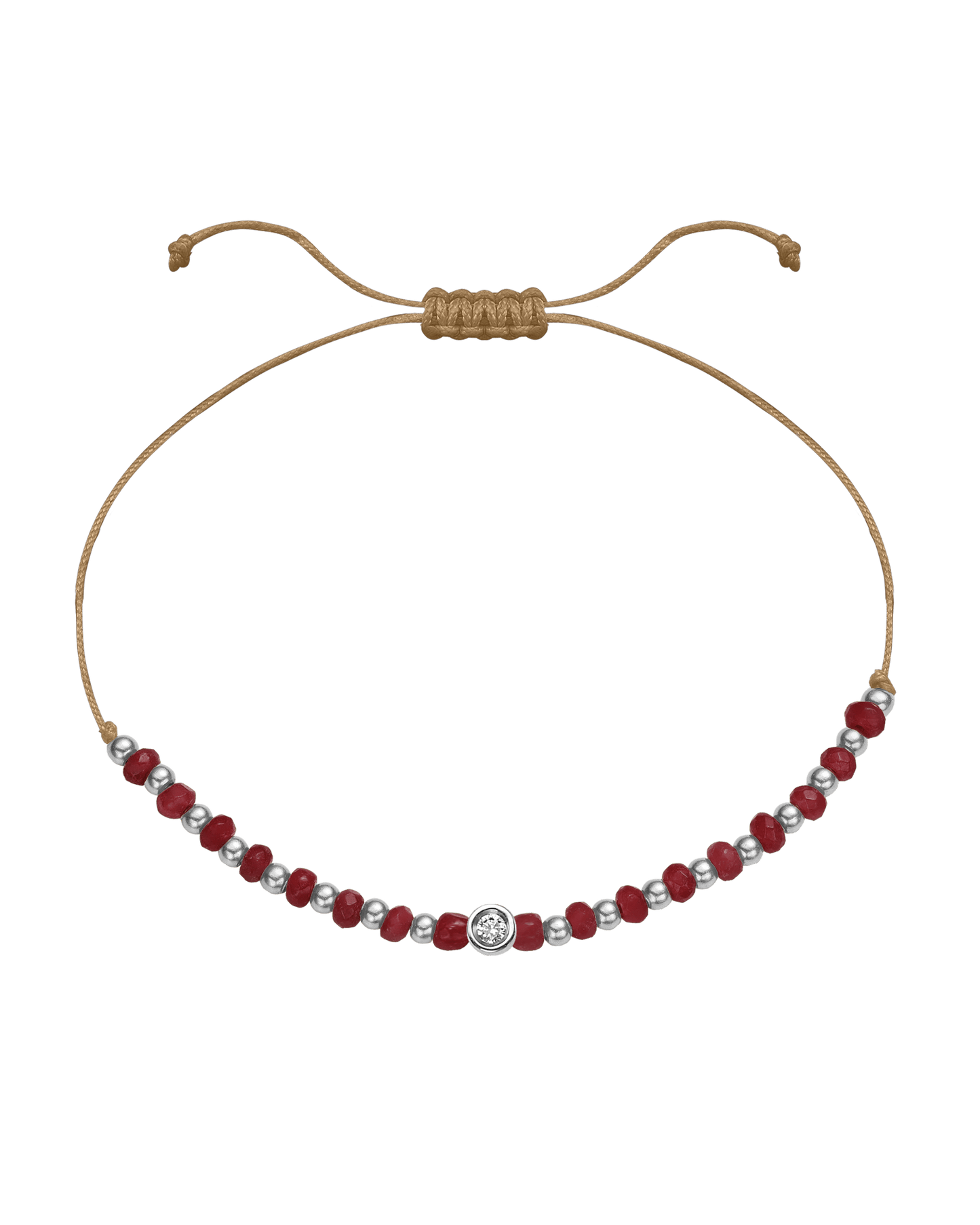 Red Agate Gemstone String of Love Bracelet for Confidence - 14K White Gold Bracelet 14K Solid Gold Camel Small: 0.03ct