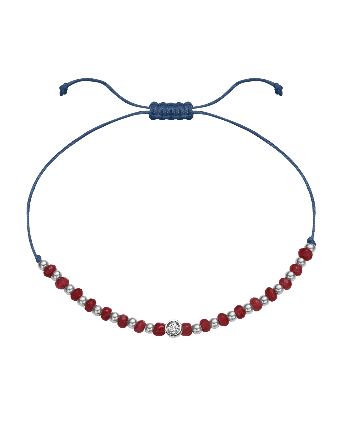 Red Agate Gemstone String of Love Bracelet for Confidence - 14K White Gold Bracelet 14K Solid Gold Indigo Small: 0.03ct
