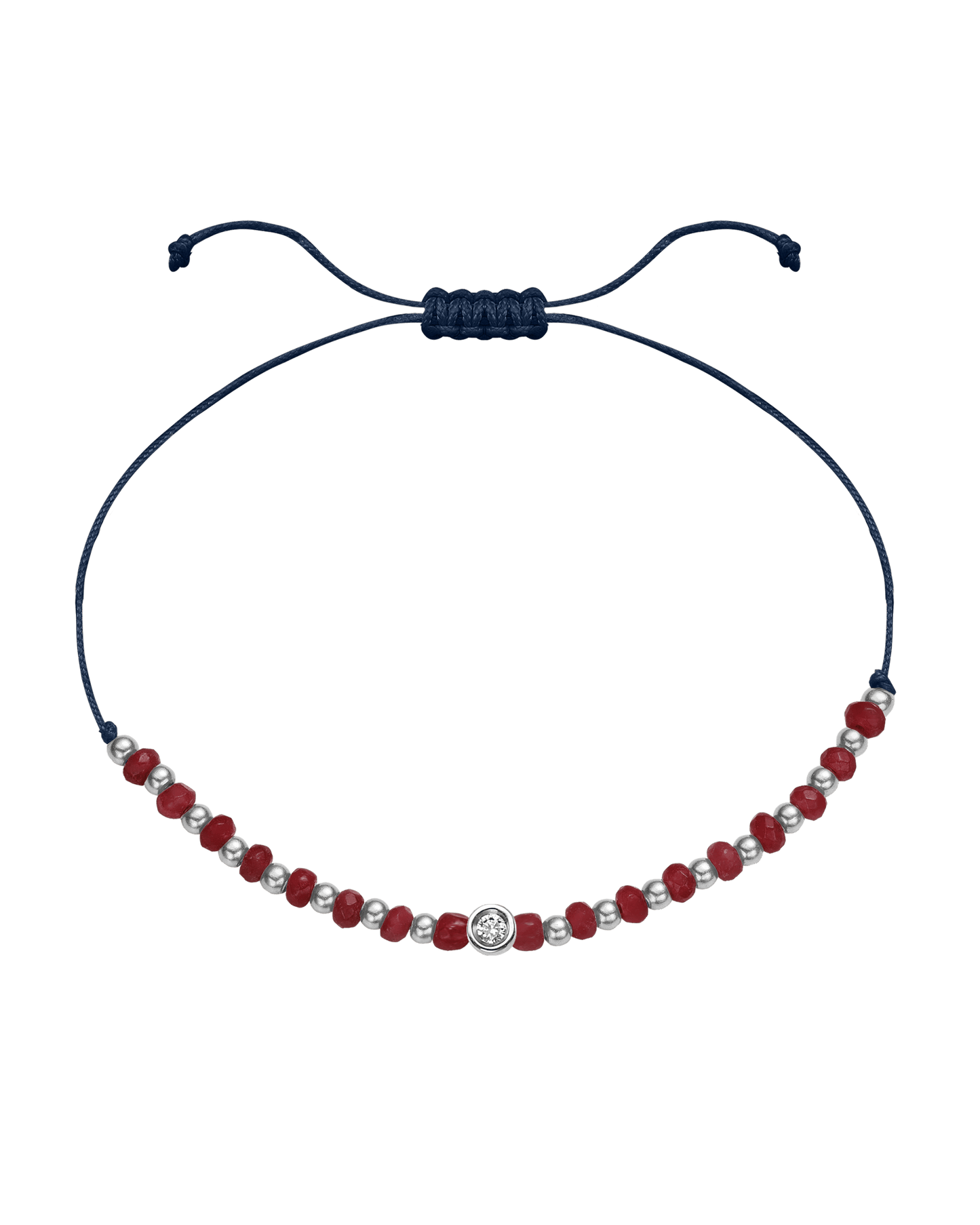 Red Agate Gemstone String of Love Bracelet for Confidence - 14K White Gold Bracelet 14K Solid Gold Navy Blue Small: 0.03ct