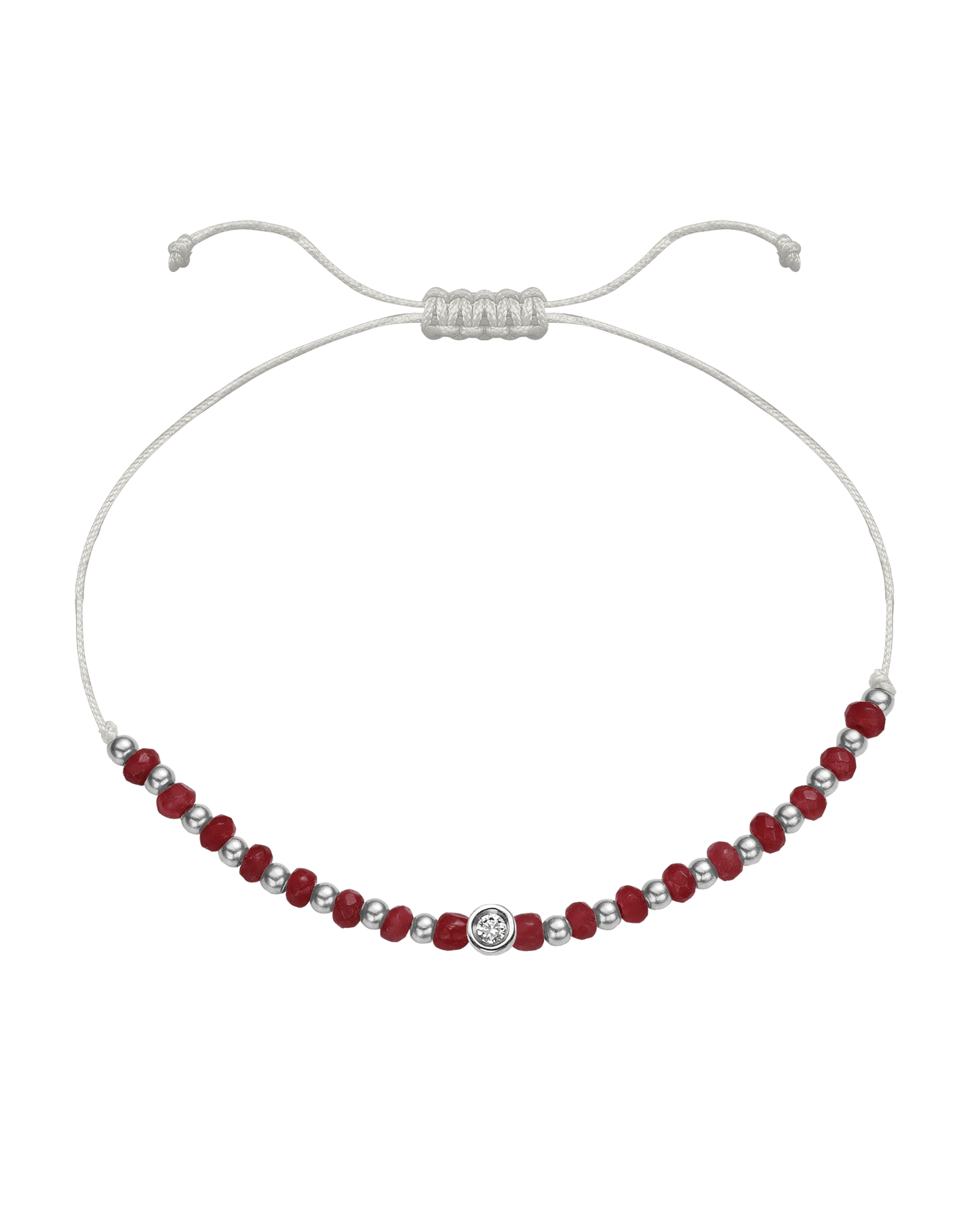 Red Agate Gemstone String of Love Bracelet for Confidence - 14K White Gold Bracelet 14K Solid Gold Pearl Small: 0.03ct