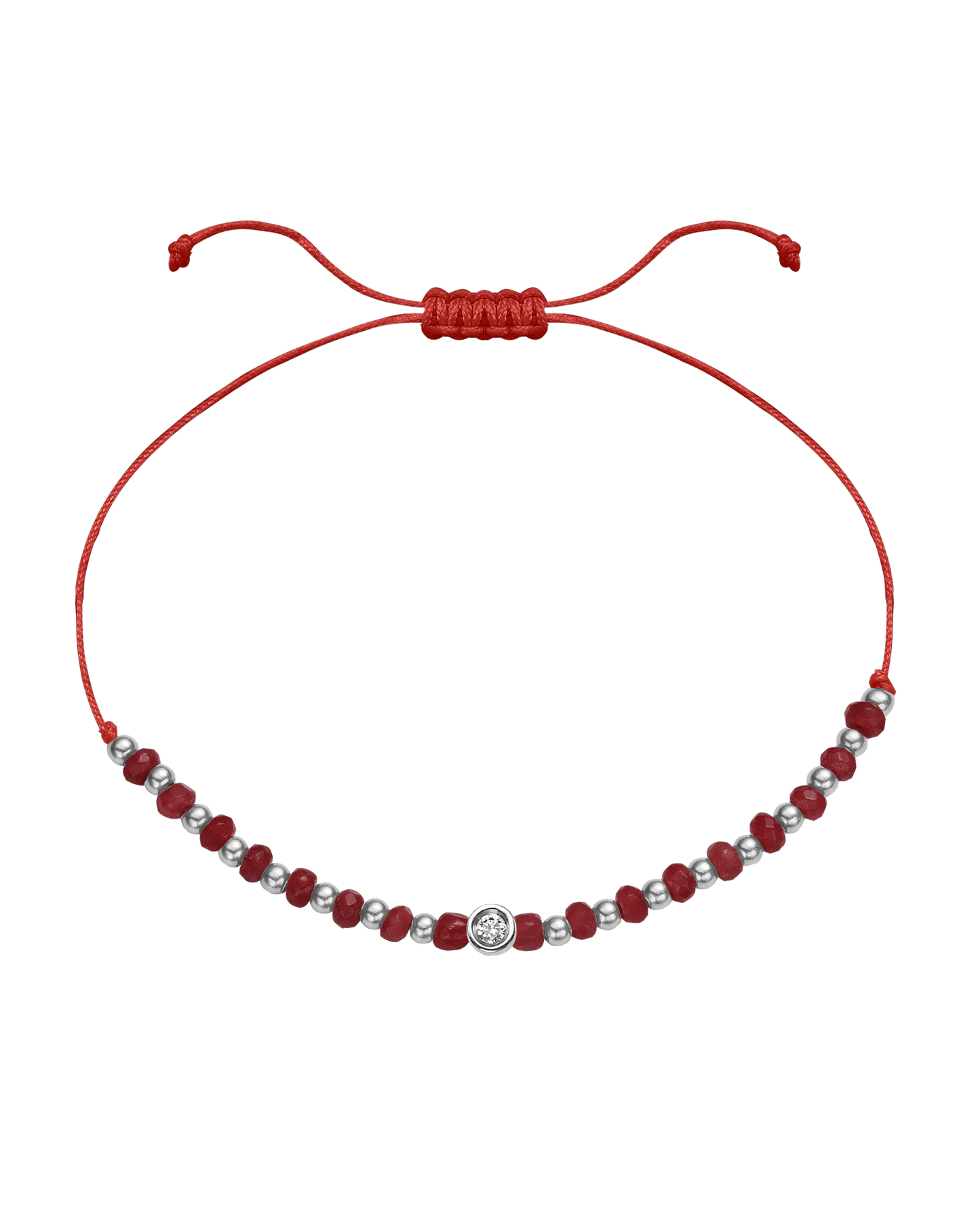 Red Agate Gemstone String of Love Bracelet for Confidence - 14K White Gold Bracelet 14K Solid Gold Red Small: 0.03ct
