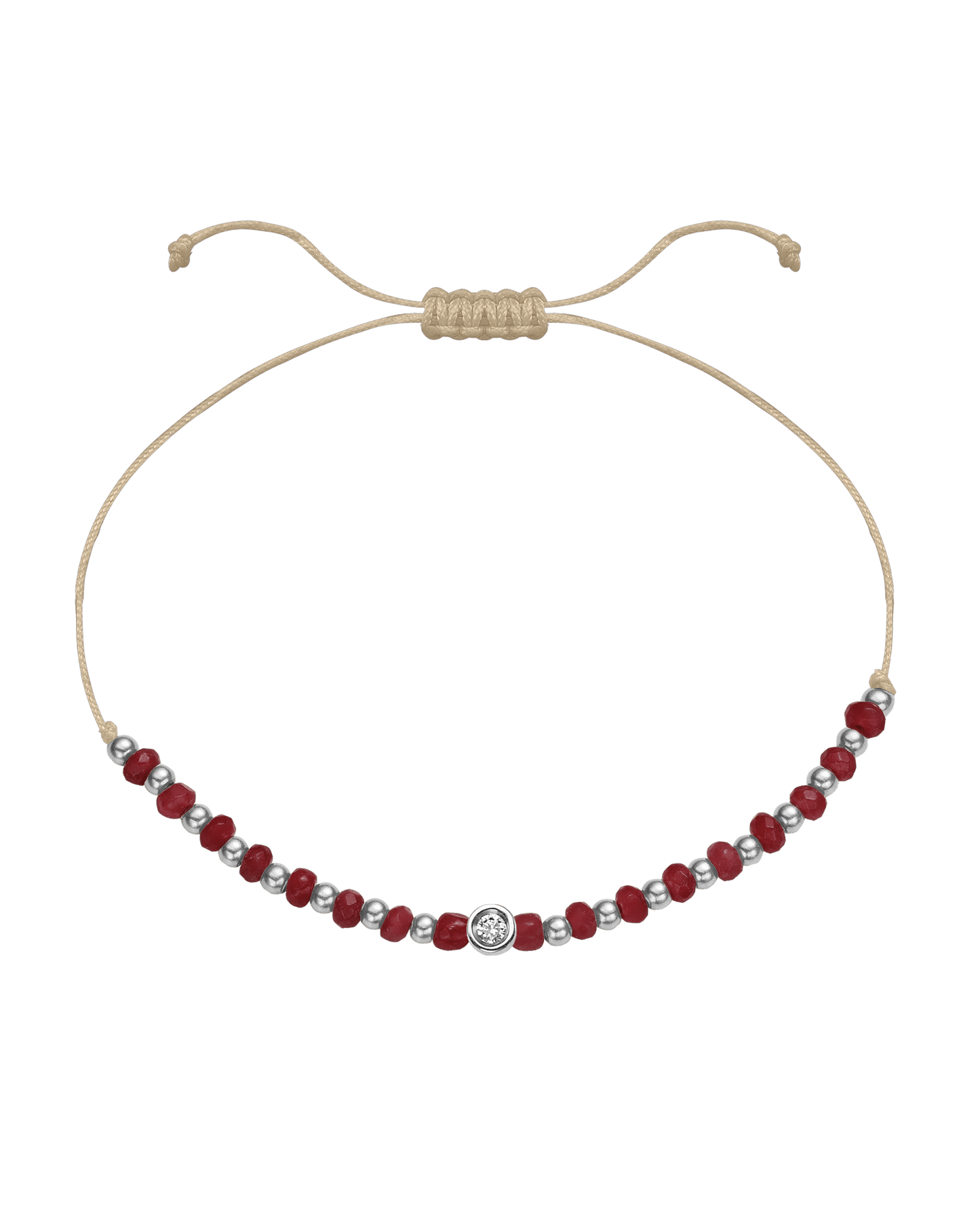 Red Agate Gemstone String of Love Bracelet for Confidence - 14K White Gold Bracelet 14K Solid Gold Beige Small: 0.03ct
