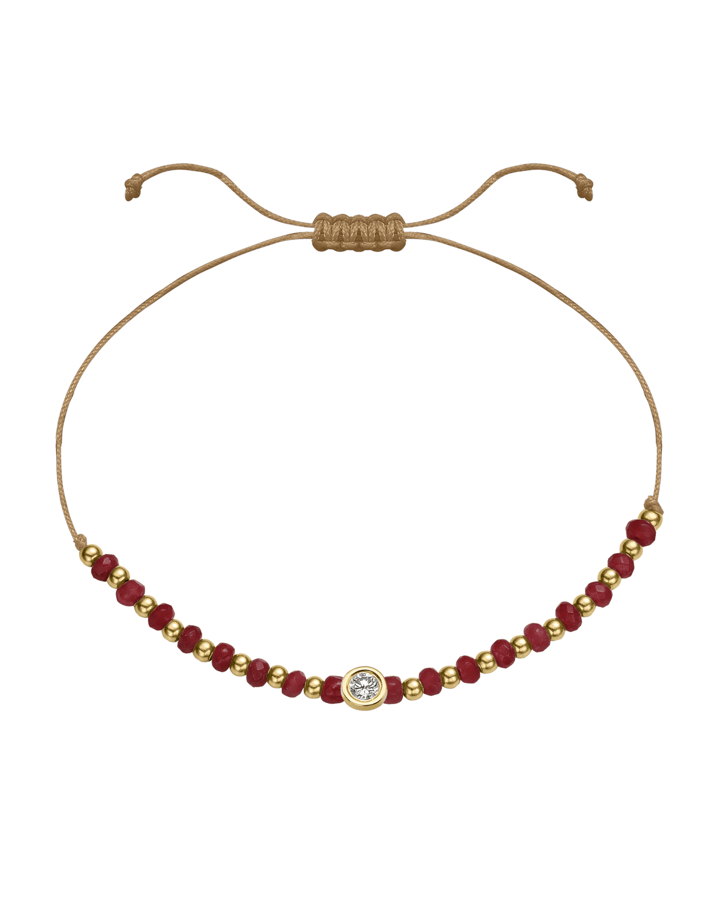 Red Agate Gemstone String of Love Bracelet for Confidence - 14K Yellow Gold Bracelet 14K Solid Gold Camel Large: 0.1ct