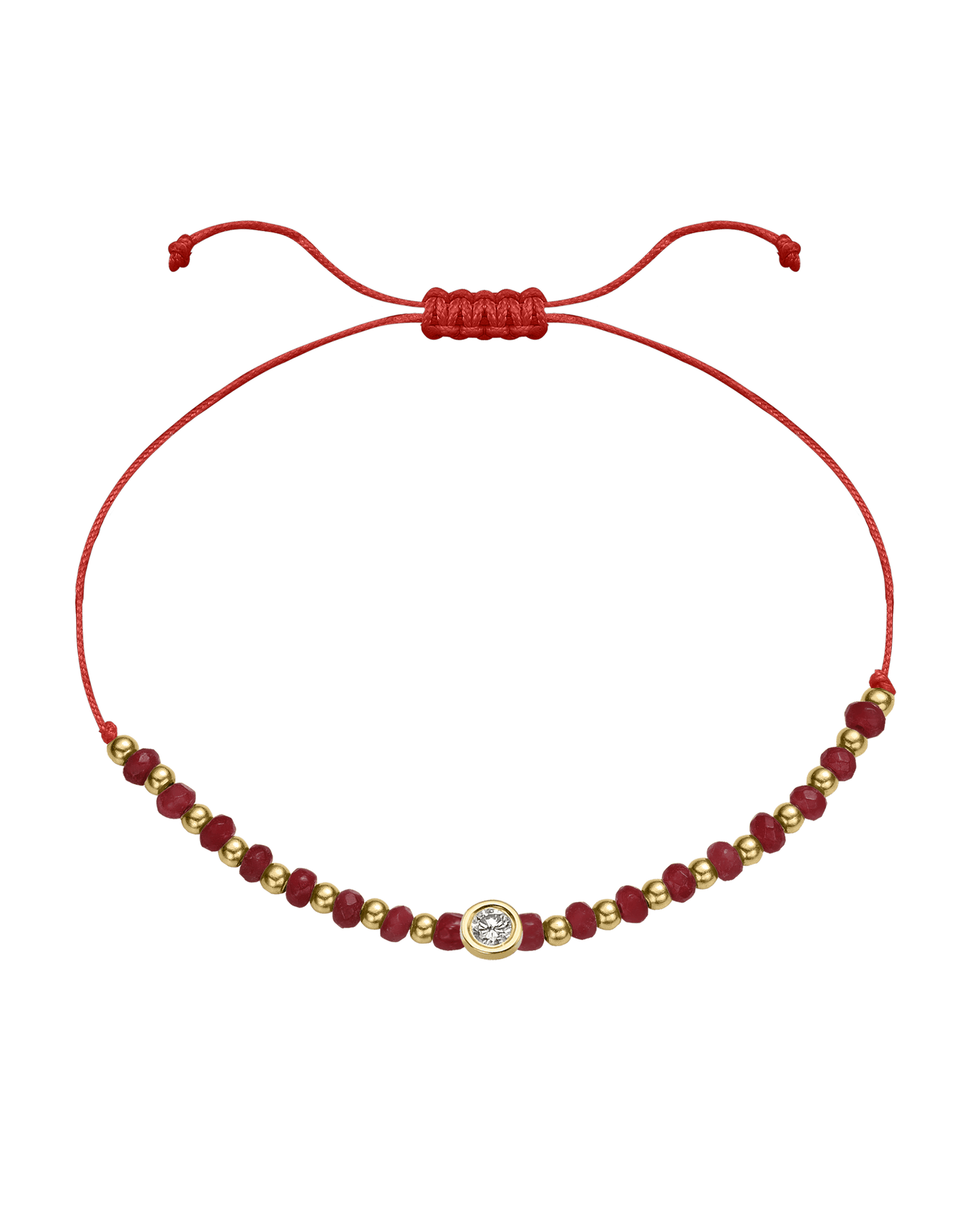 Red Agate Gemstone String of Love Bracelet for Confidence - 14K Yellow Gold Bracelet 14K Solid Gold Red Large: 0.1ct