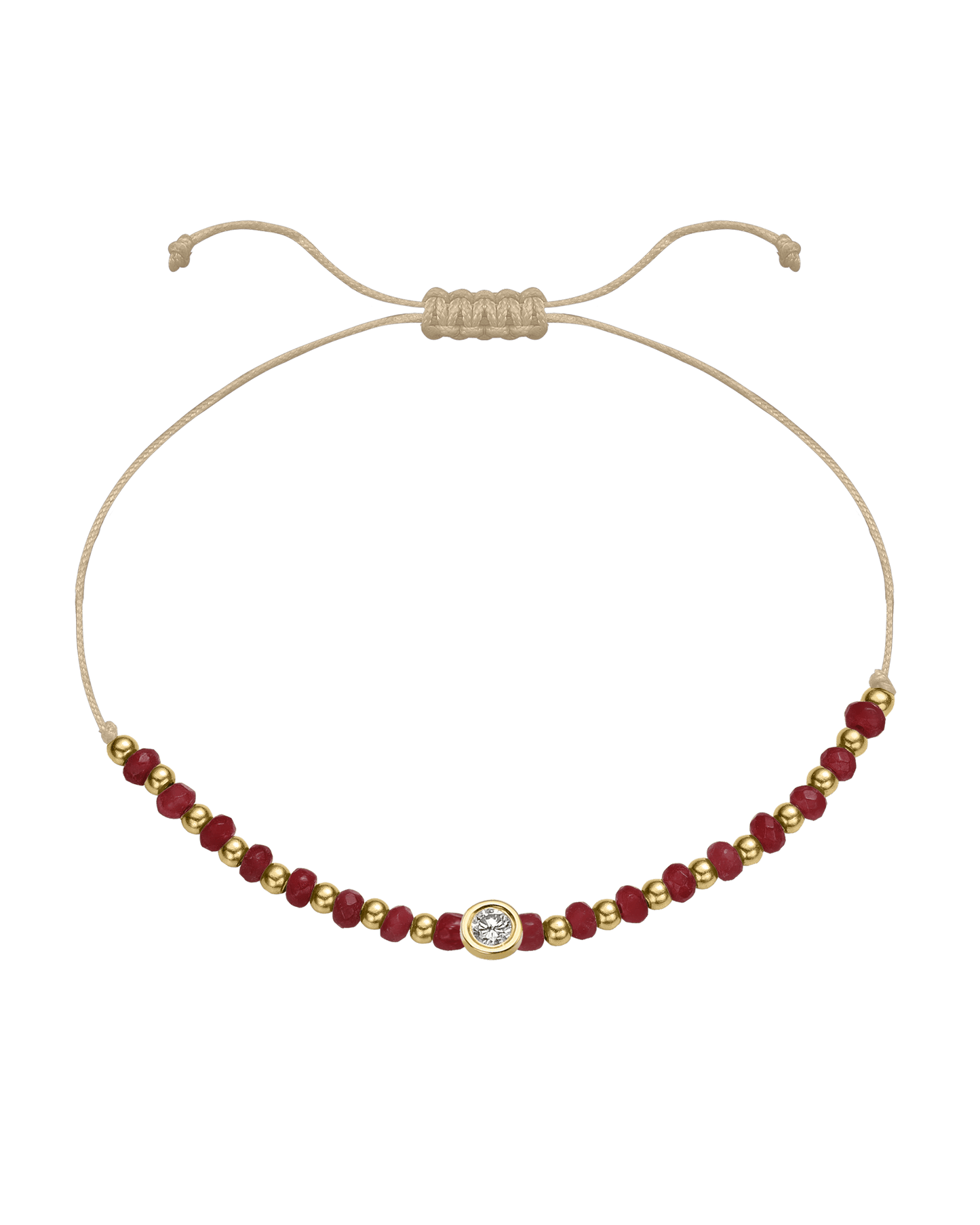 Red Agate Gemstone String of Love Bracelet for Confidence - 14K Yellow Gold Bracelet 14K Solid Gold Beige Large: 0.1ct
