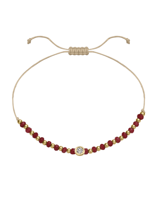Red Agate Gemstone String of Love Bracelet for Confidence - 14K Yellow Gold Bracelet 14K Solid Gold Beige Large: 0.1ct
