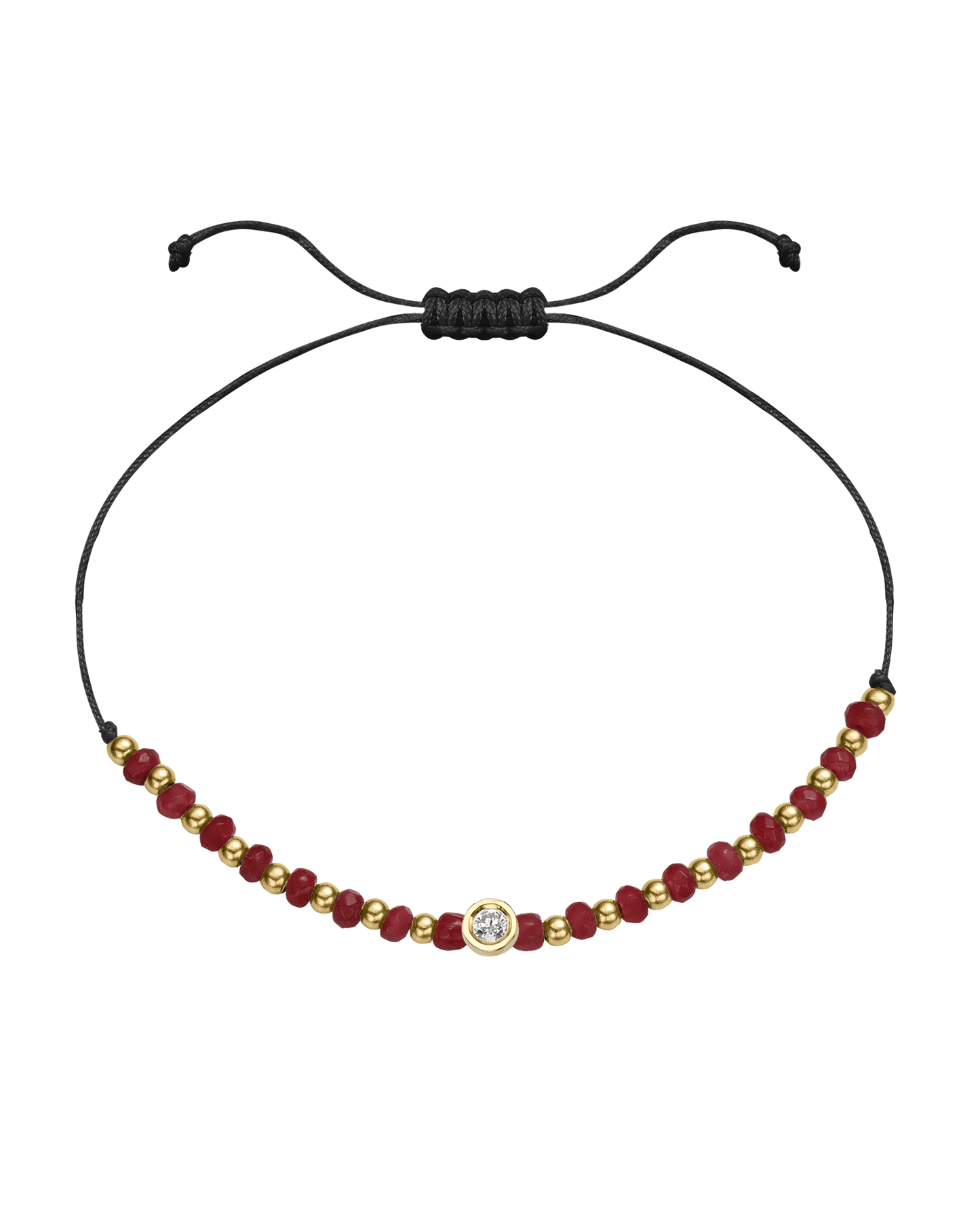 Red Agate Gemstone String of Love Bracelet for Confidence - 14K Yellow Gold Bracelet 14K Solid Gold Black Medium: 0.04ct