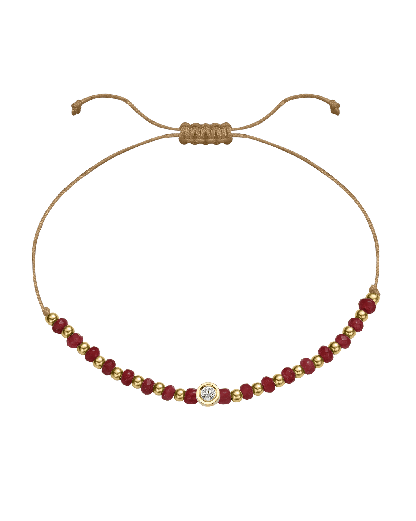Red Agate Gemstone String of Love Bracelet for Confidence - 14K Yellow Gold Bracelet 14K Solid Gold Camel Medium: 0.04ct
