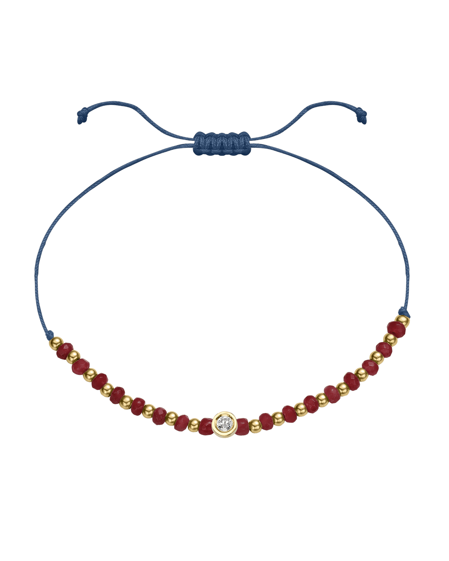 Red Agate Gemstone String of Love Bracelet for Confidence - 14K Yellow Gold Bracelet 14K Solid Gold Indigo Medium: 0.04ct
