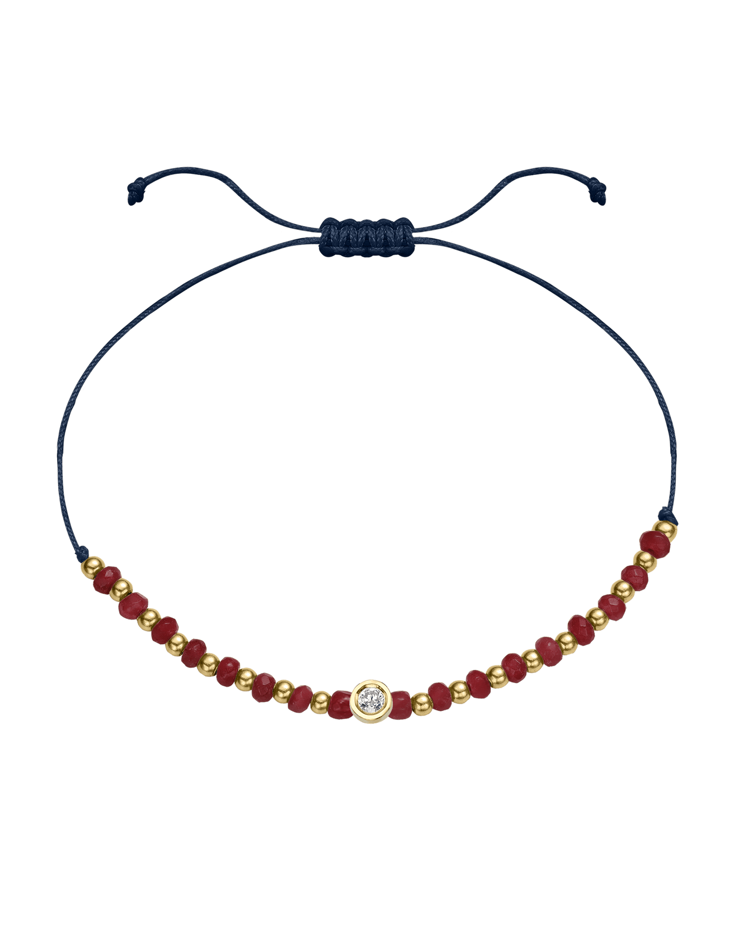 Red Agate Gemstone String of Love Bracelet for Confidence - 14K Yellow Gold Bracelet 14K Solid Gold Navy Blue Medium: 0.04ct
