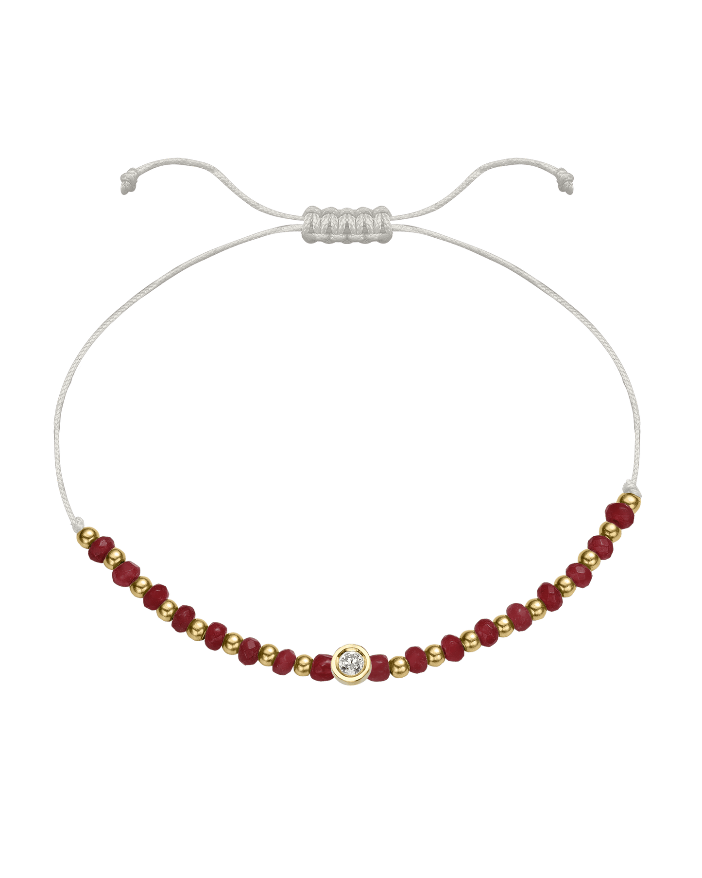 Red Agate Gemstone String of Love Bracelet for Confidence - 14K Yellow Gold Bracelet 14K Solid Gold Pearl Medium: 0.04ct