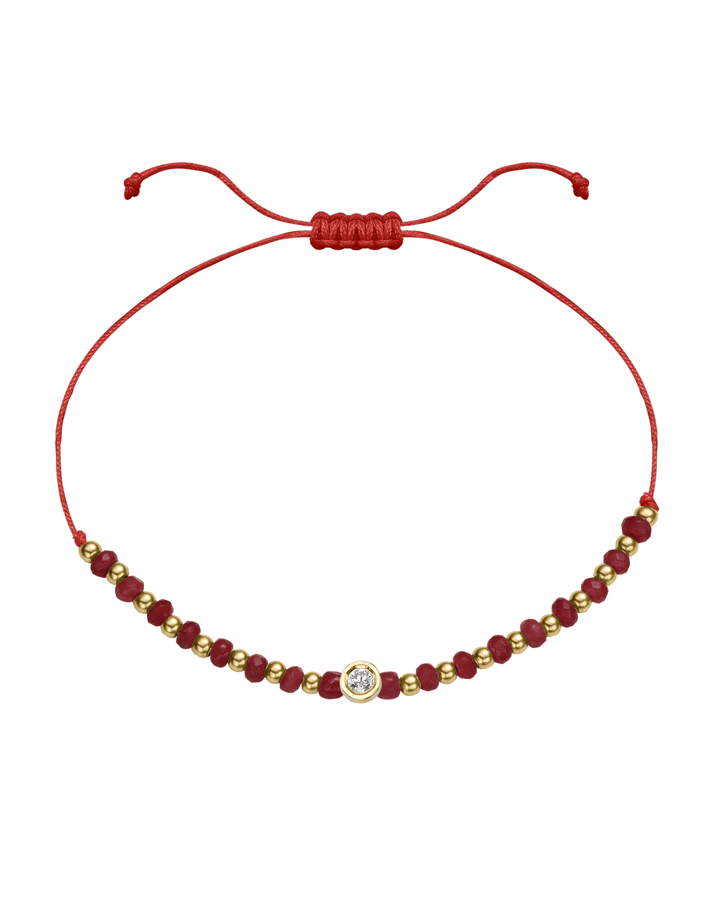 Red Agate Gemstone String of Love Bracelet for Confidence - 14K Yellow Gold Bracelet 14K Solid Gold Red Medium: 0.04ct