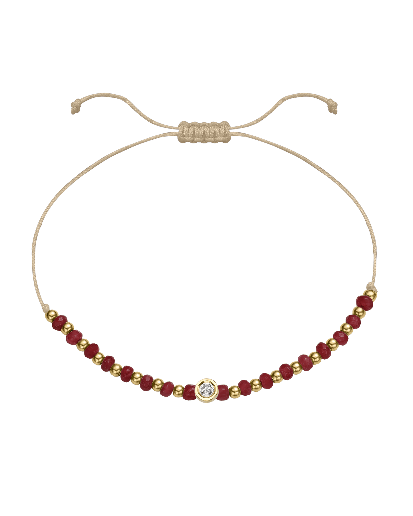 Red Agate Gemstone String of Love Bracelet for Confidence - 14K Yellow Gold Bracelet 14K Solid Gold Beige Medium: 0.04ct