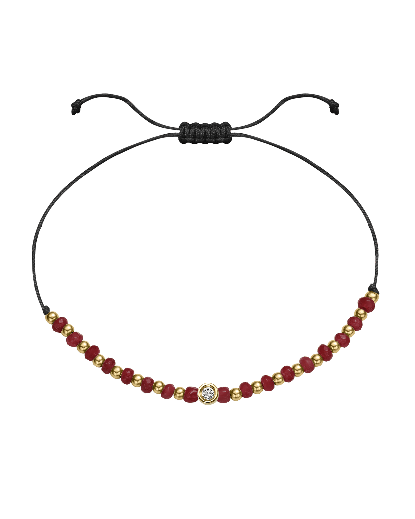 Red Agate Gemstone String of Love Bracelet for Confidence - 14K Yellow Gold Bracelet 14K Solid Gold Black Small: 0.03ct