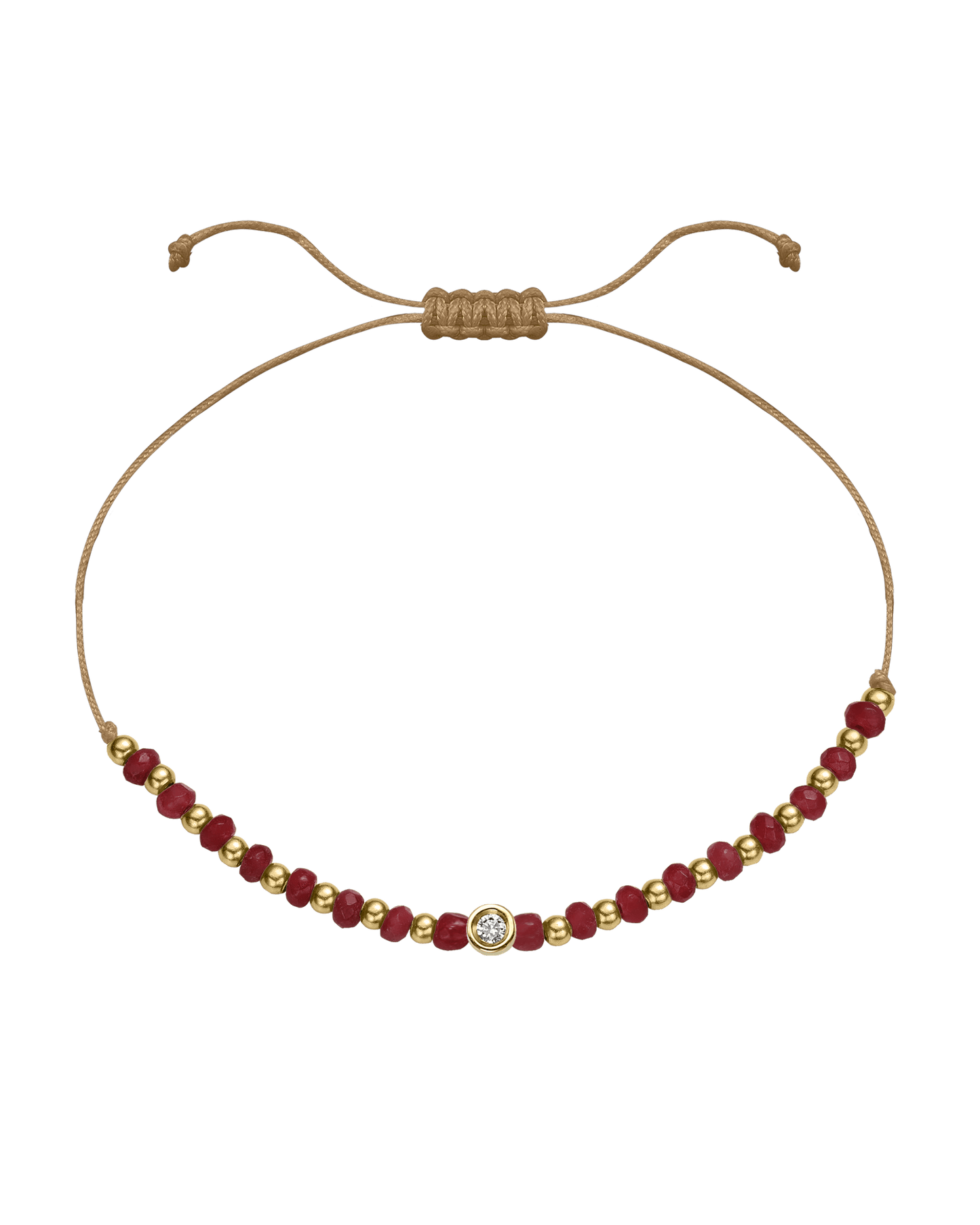 Red Agate Gemstone String of Love Bracelet for Confidence - 14K Yellow Gold Bracelet 14K Solid Gold Camel Small: 0.03ct