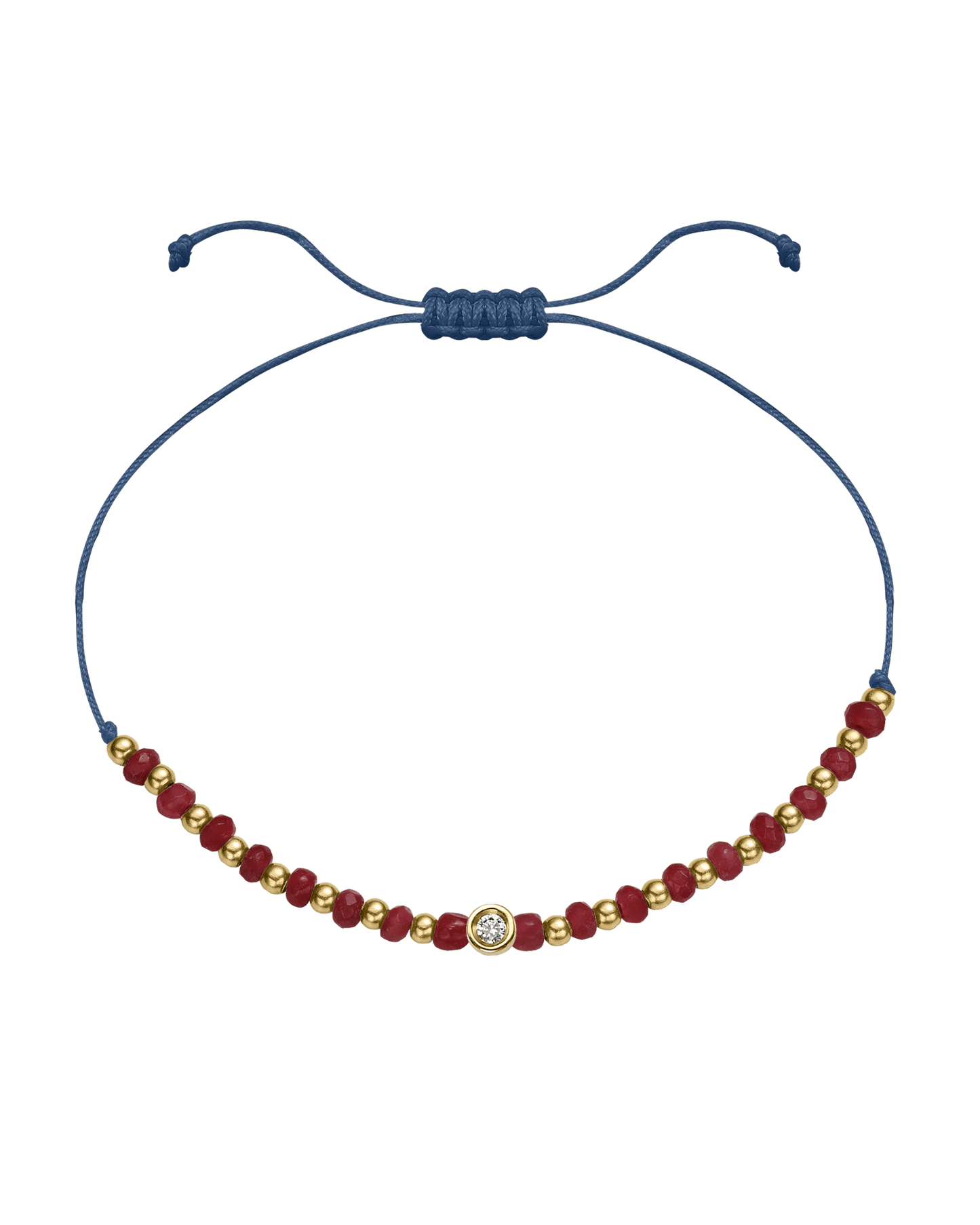 Red Agate Gemstone String of Love Bracelet for Confidence - 14K Yellow Gold Bracelet 14K Solid Gold Indigo Small: 0.03ct
