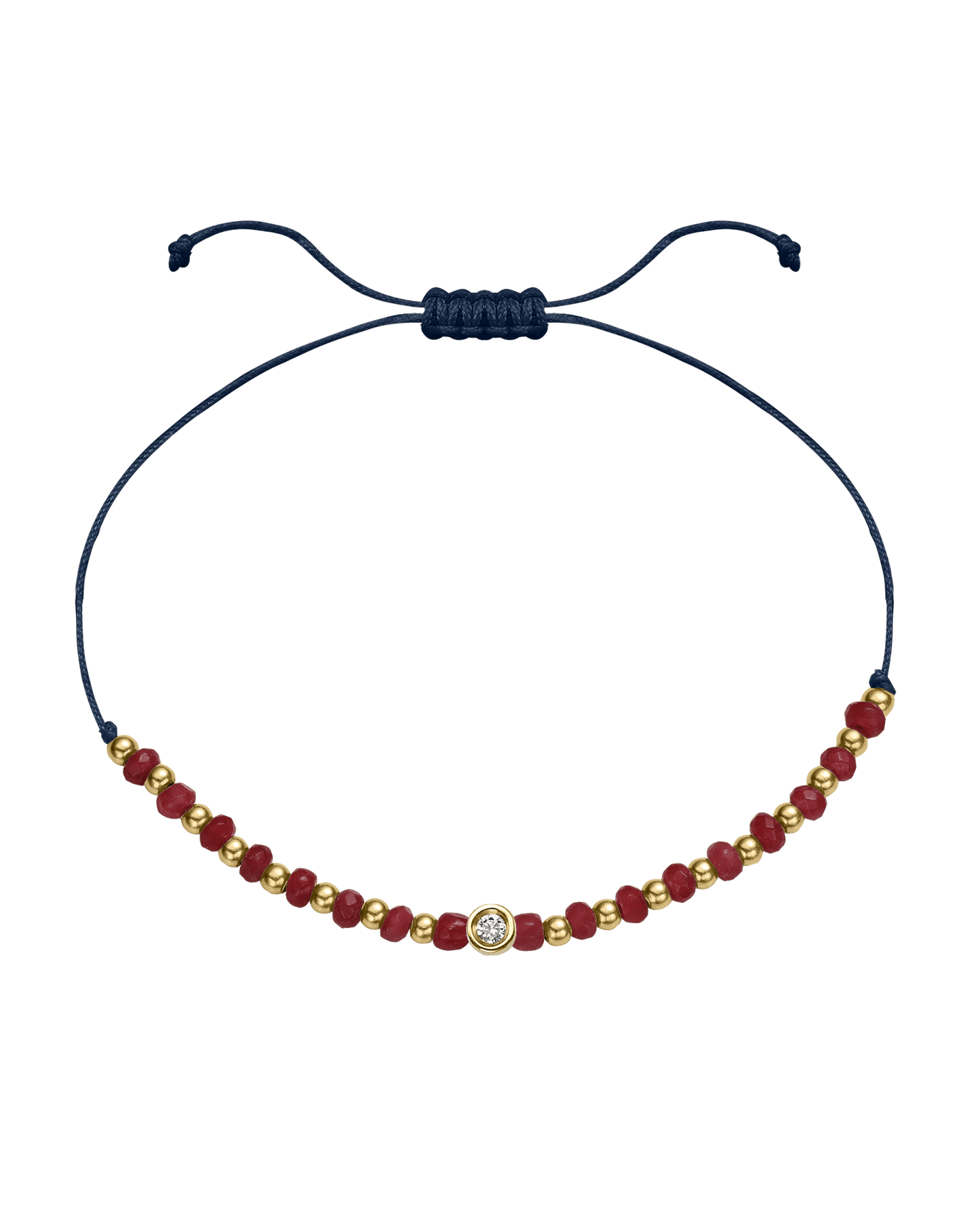 Red Agate Gemstone String of Love Bracelet for Confidence - 14K Yellow Gold Bracelet 14K Solid Gold Navy Blue Small: 0.03ct