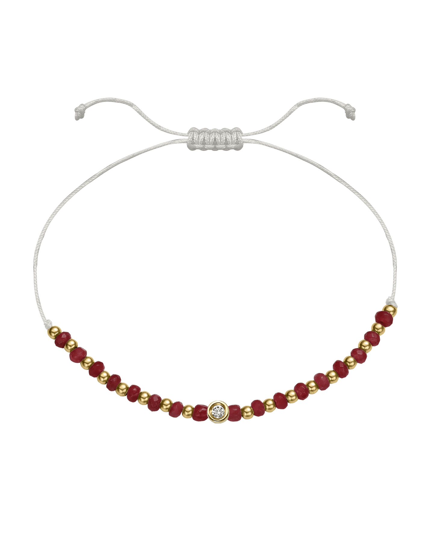 Red Agate Gemstone String of Love Bracelet for Confidence - 14K Yellow Gold Bracelet 14K Solid Gold Pearl Small: 0.03ct
