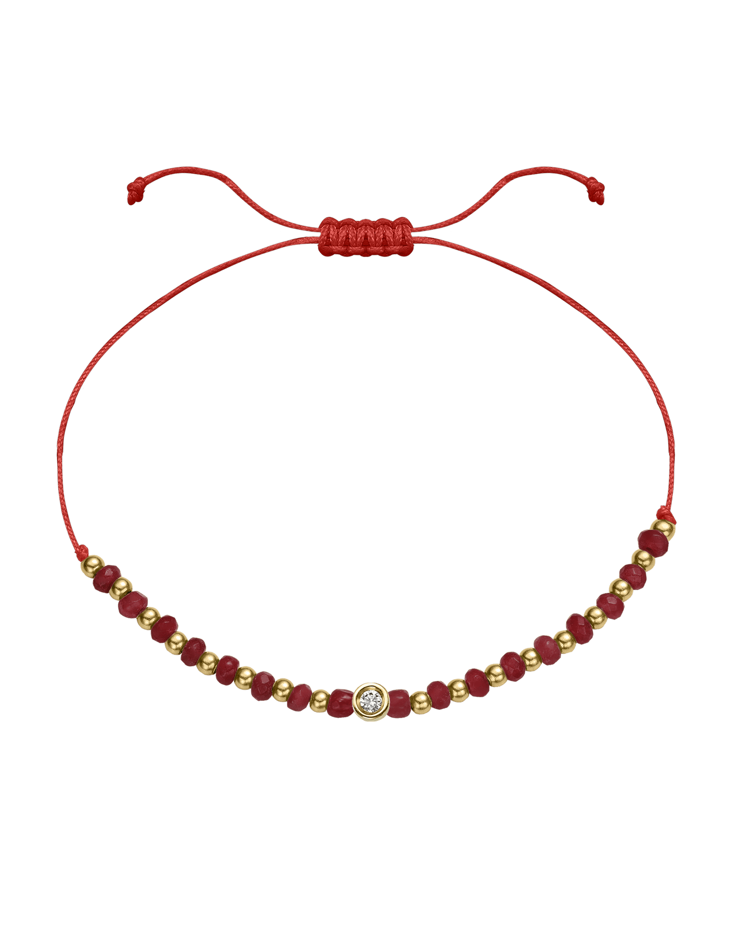 Red Agate Gemstone String of Love Bracelet for Confidence - 14K Yellow Gold Bracelet 14K Solid Gold Red Small: 0.03ct