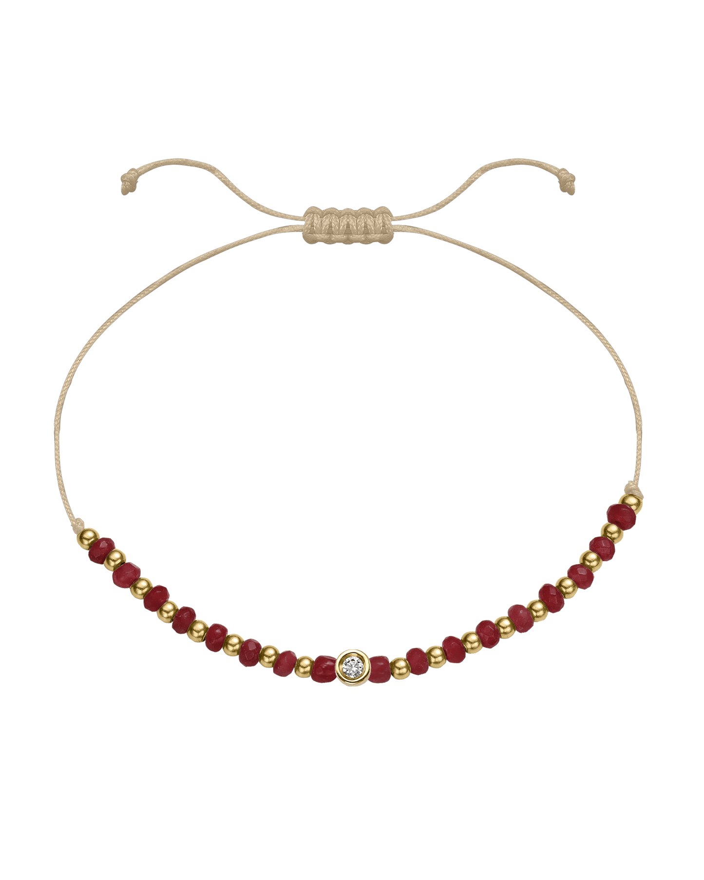 Red Agate Gemstone String of Love Bracelet for Confidence - 14K Yellow Gold Bracelet 14K Solid Gold Beige Small: 0.03ct