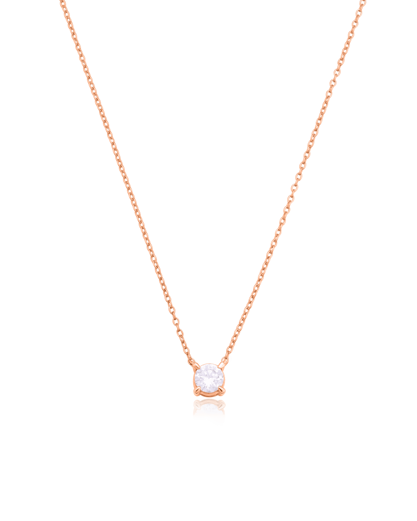 Diamond Solitaire Necklace - 14K Rose Gold Necklaces magal-dev 0.25 CT 16”