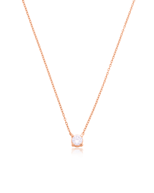 Diamond Solitaire Necklace - 14K Rose Gold Necklaces magal-dev 0.25 CT 16”