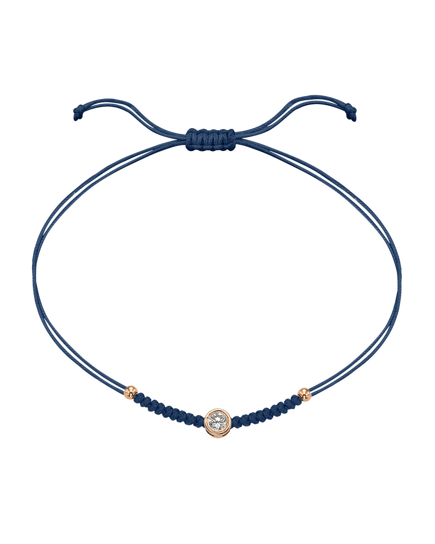 Le String of Love Boules D'or - Or Rose 14 carats Bracelet 14K Solid Gold Bleu Indigo Large: 0.10 carats