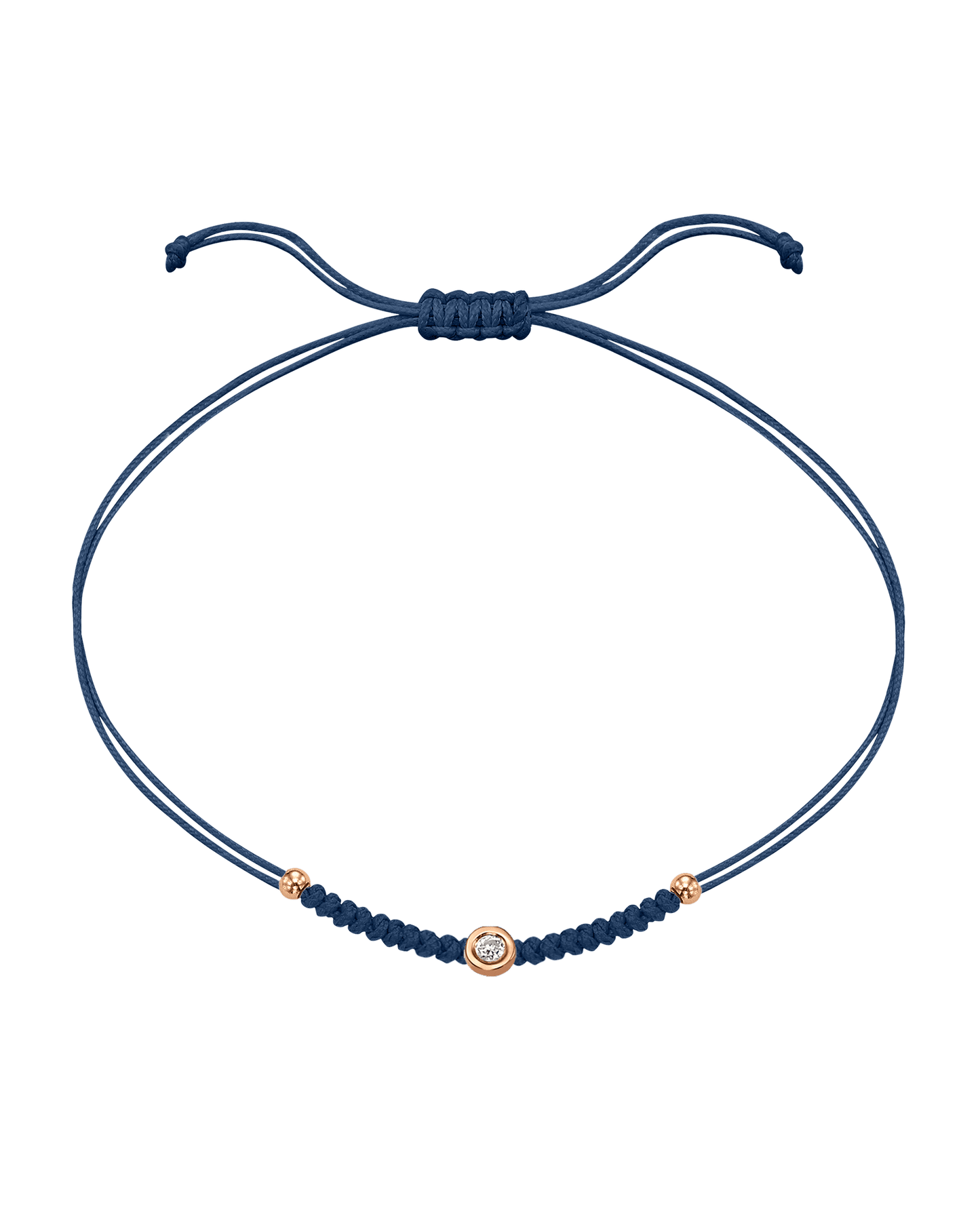 Le String of Love Boules D'or - Or Rose 14 carats Bracelet 14K Solid Gold Bleu Indigo Small: 0.03 carats