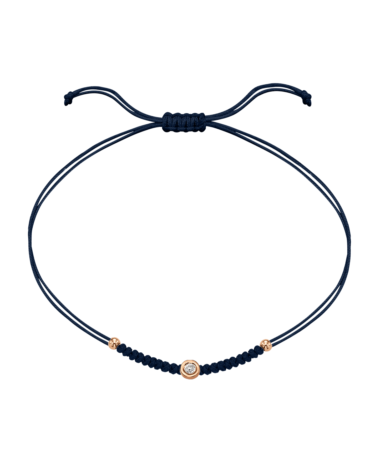 Le String of Love Boules D'or - Or Rose 14 carats Bracelet 14K Solid Gold Bleu Marine Small: 0.03 carats