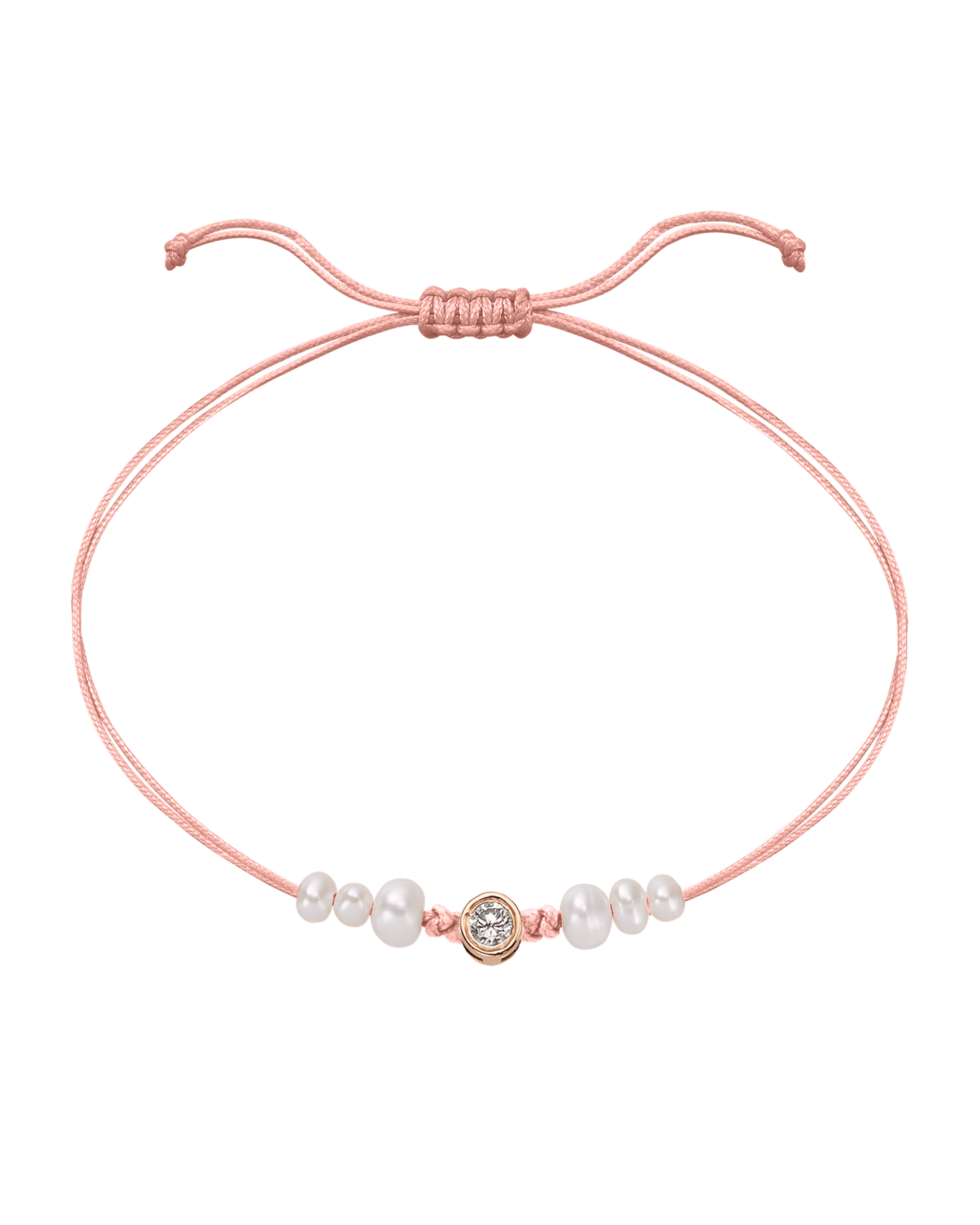 Rose: Le String of Love 6 Perles Naturelles - Or Rose 14 carats Bracelet magal-dev Flamingo Large: 0.10 carats