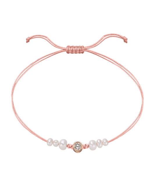 Rose: Le String of Love 6 Perles Naturelles - Or Rose 14 carats Bracelet magal-dev Flamingo Large: 0.10 carats