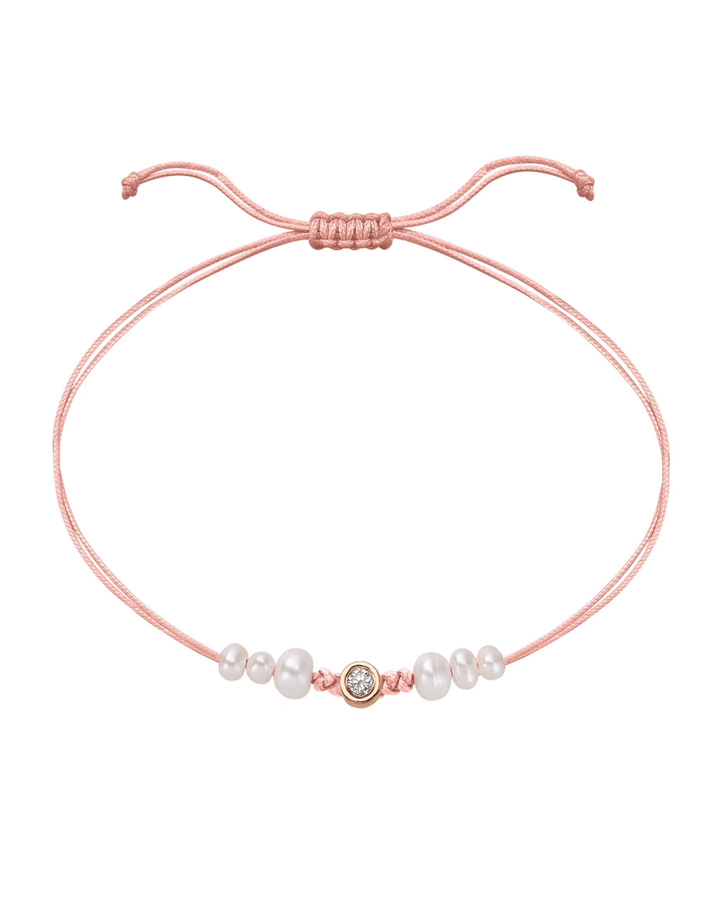 Rose: Le String of Love 6 Perles Naturelles - Or Rose 14 carats Bracelet magal-dev Flamingo Medium: 0.05 carats
