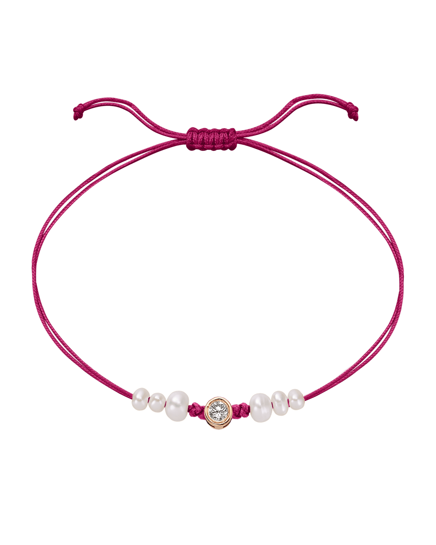 Rose: Le String of Love 6 Perles Naturelles - Or Rose 14 carats Bracelet magal-dev Fuchsia Large: 0.10 carats