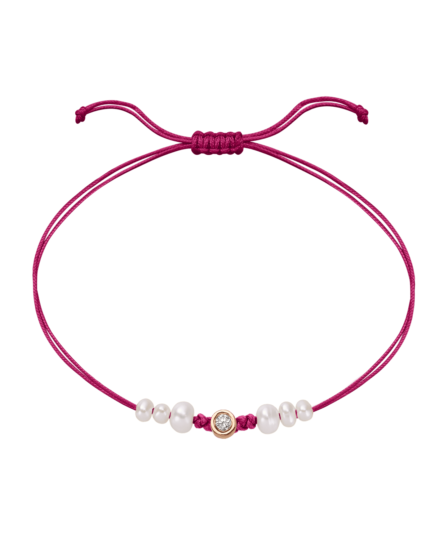 Rose: Le String of Love 6 Perles Naturelles - Or Rose 14 carats Bracelet magal-dev Fuchsia Medium: 0.05 carats
