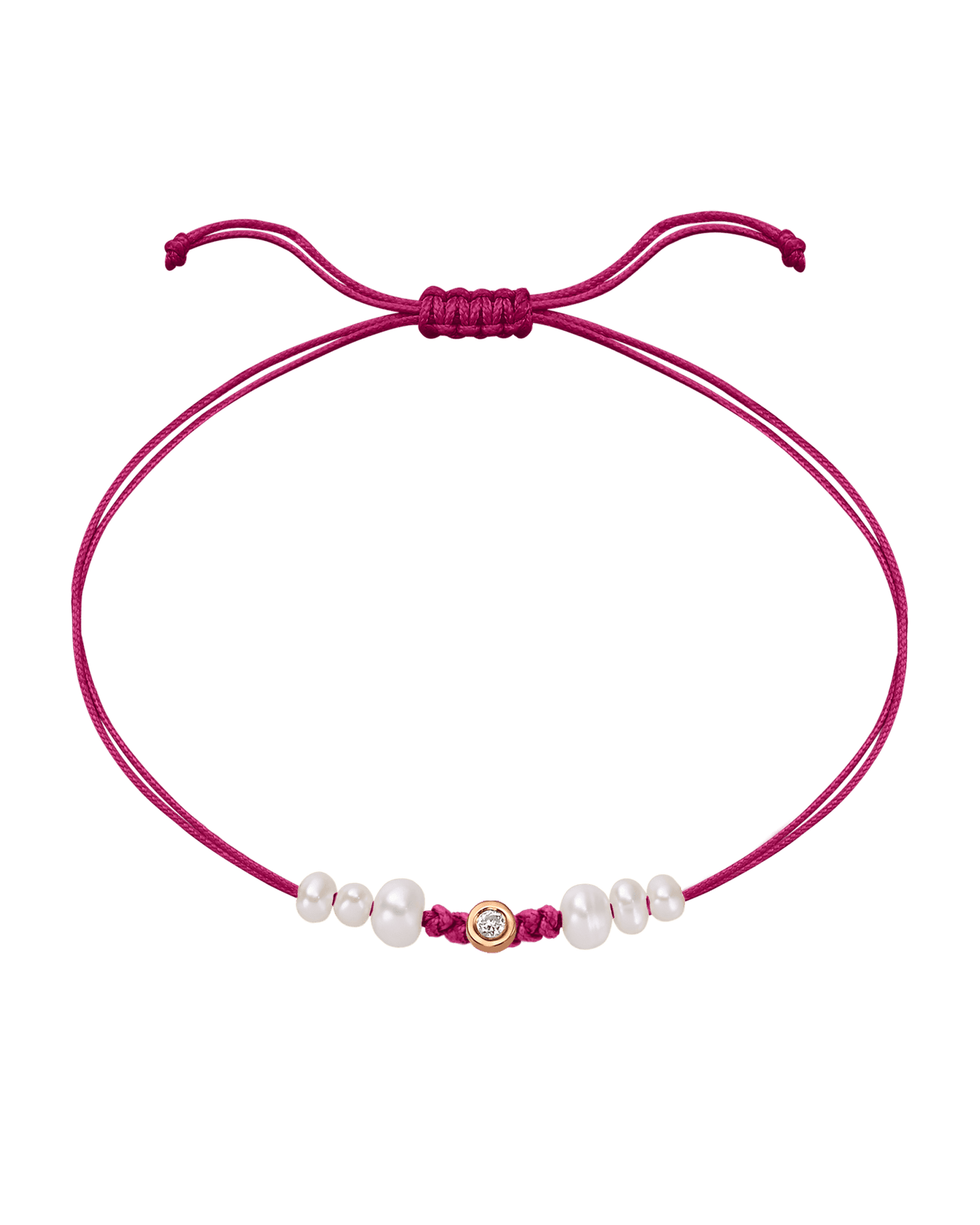Rose: Le String of Love 6 Perles Naturelles - Or Rose 14 carats Bracelet magal-dev Fuchsia Small: 0.03 carats