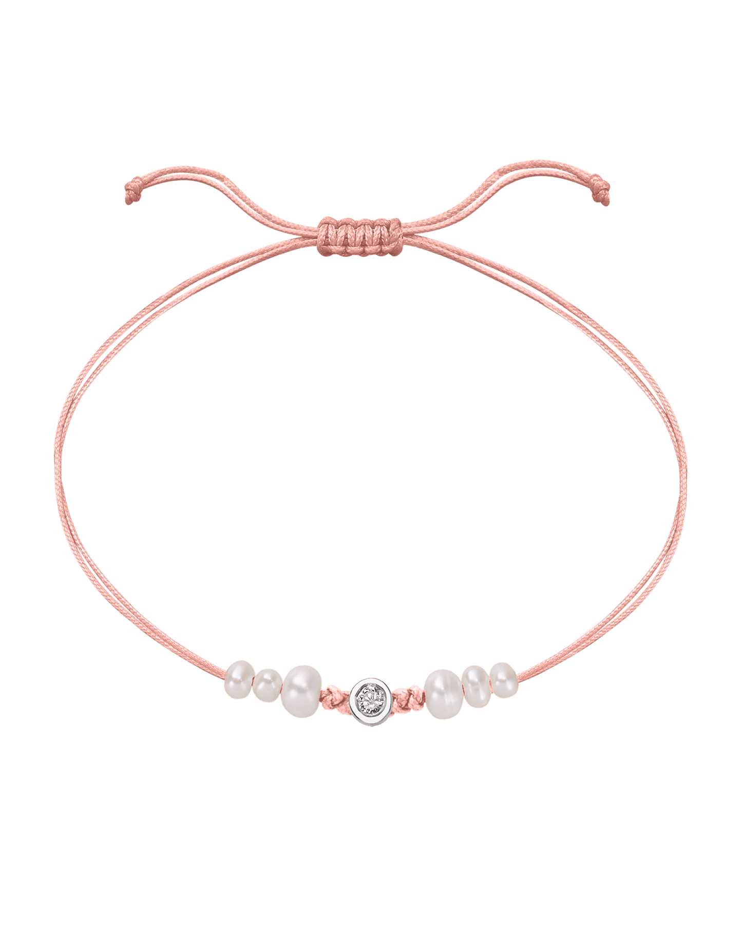Rose: Le String of Love 6 Perles Naturelles - Or Blanc 14 carats Bracelet magal-dev Flamingo Medium: 0.05 carats
