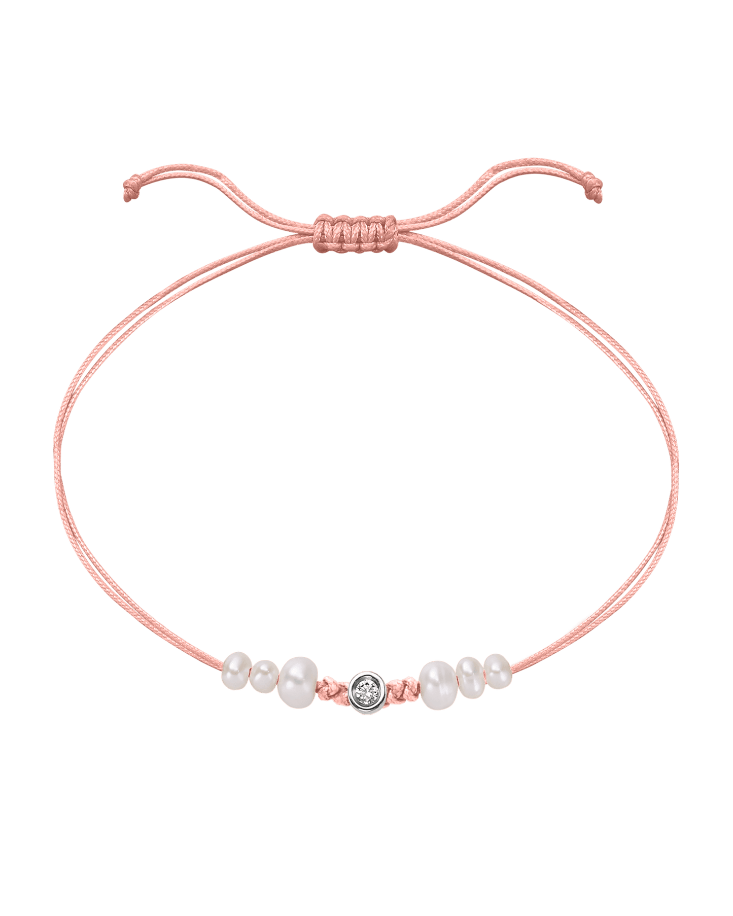 Rose: Le String of Love 6 Perles Naturelles - Or Blanc 14 carats Bracelet magal-dev Flamingo Small: 0.03 carats