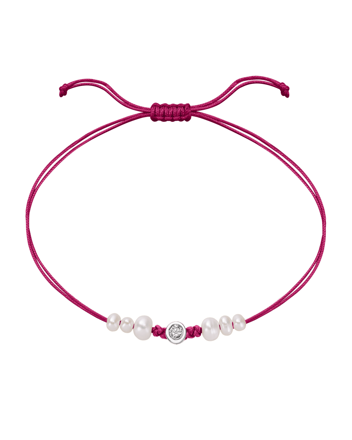 Rose: Le String of Love 6 Perles Naturelles - Or Blanc 14 carats Bracelet magal-dev Fuchsia Medium: 0.05 carats