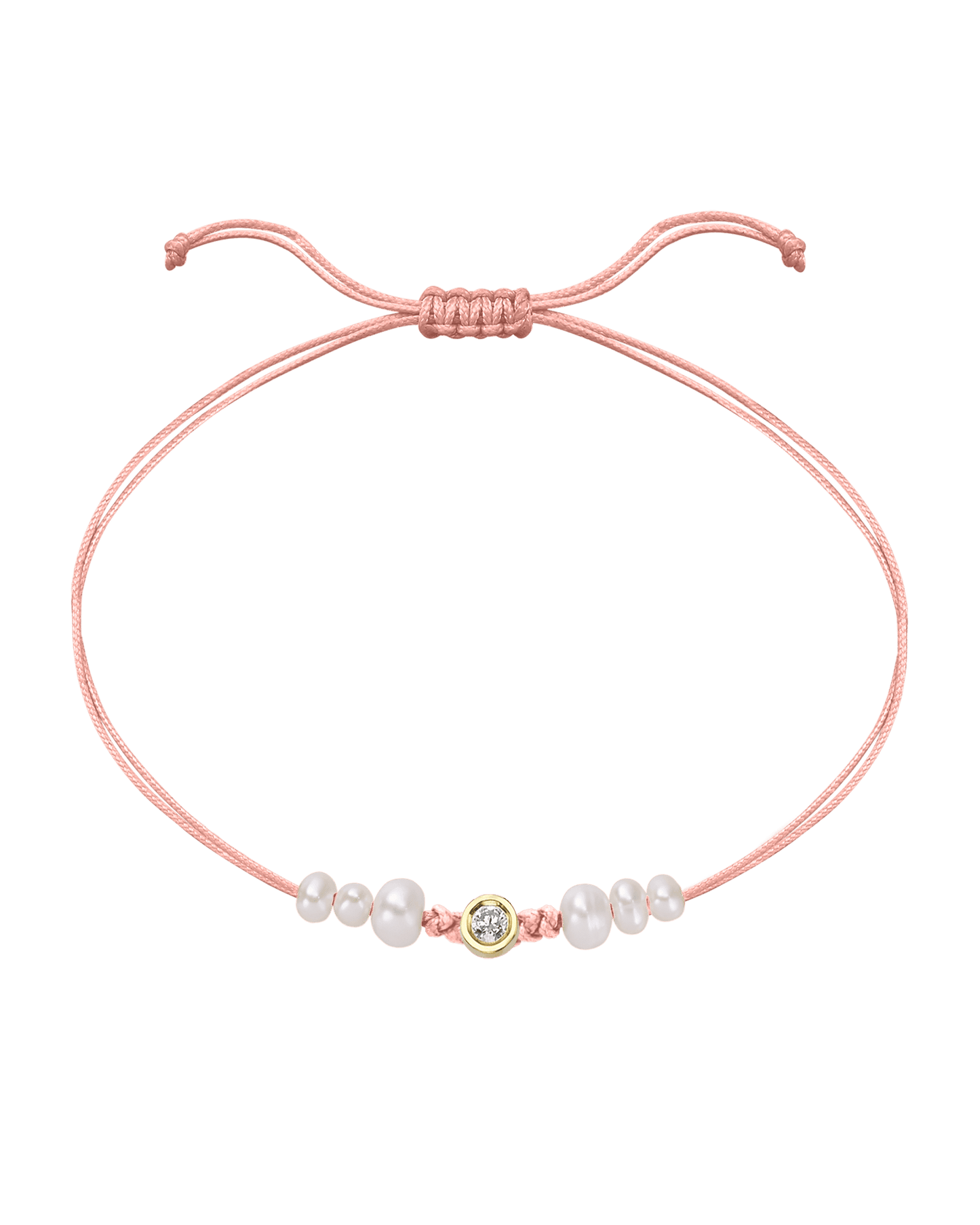 Rose: Le String of Love 6 Perles Naturelles - Or Jaune 14 carats Bracelet magal-dev Flamingo Medium: 0.05 carats
