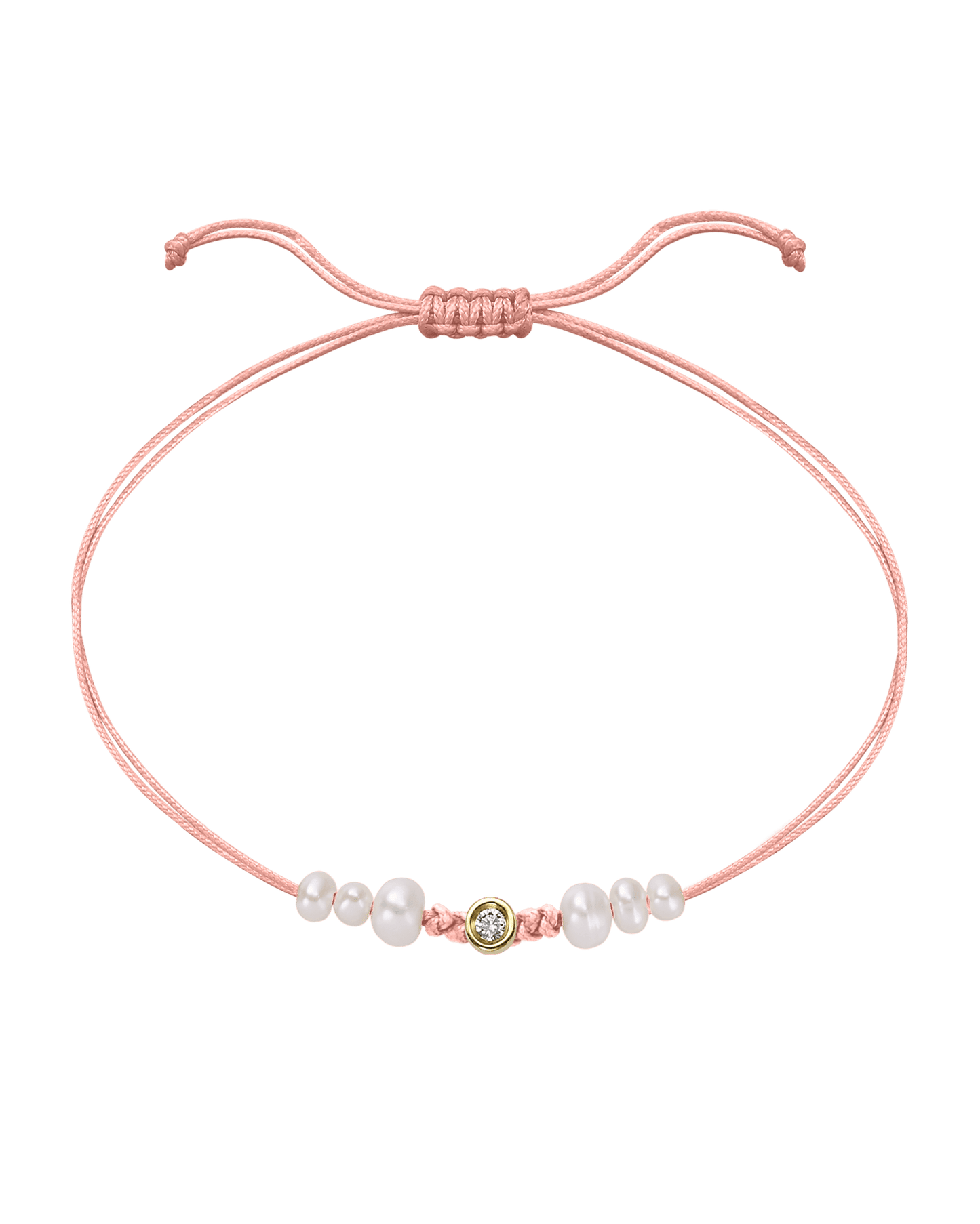 Rose: Le String of Love 6 Perles Naturelles - Or Jaune 14 carats Bracelet magal-dev Flamingo Small: 0.03 carats