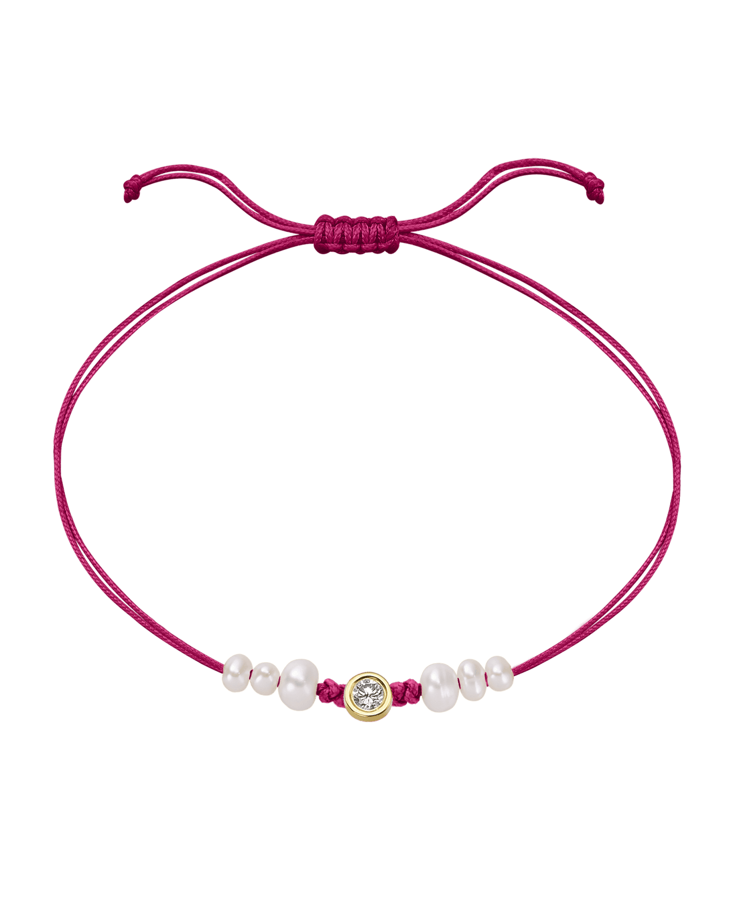 Rose: Le String of Love 6 Perles Naturelles - Or Jaune 14 carats Bracelet magal-dev Fuchsia Large: 0.10 carats