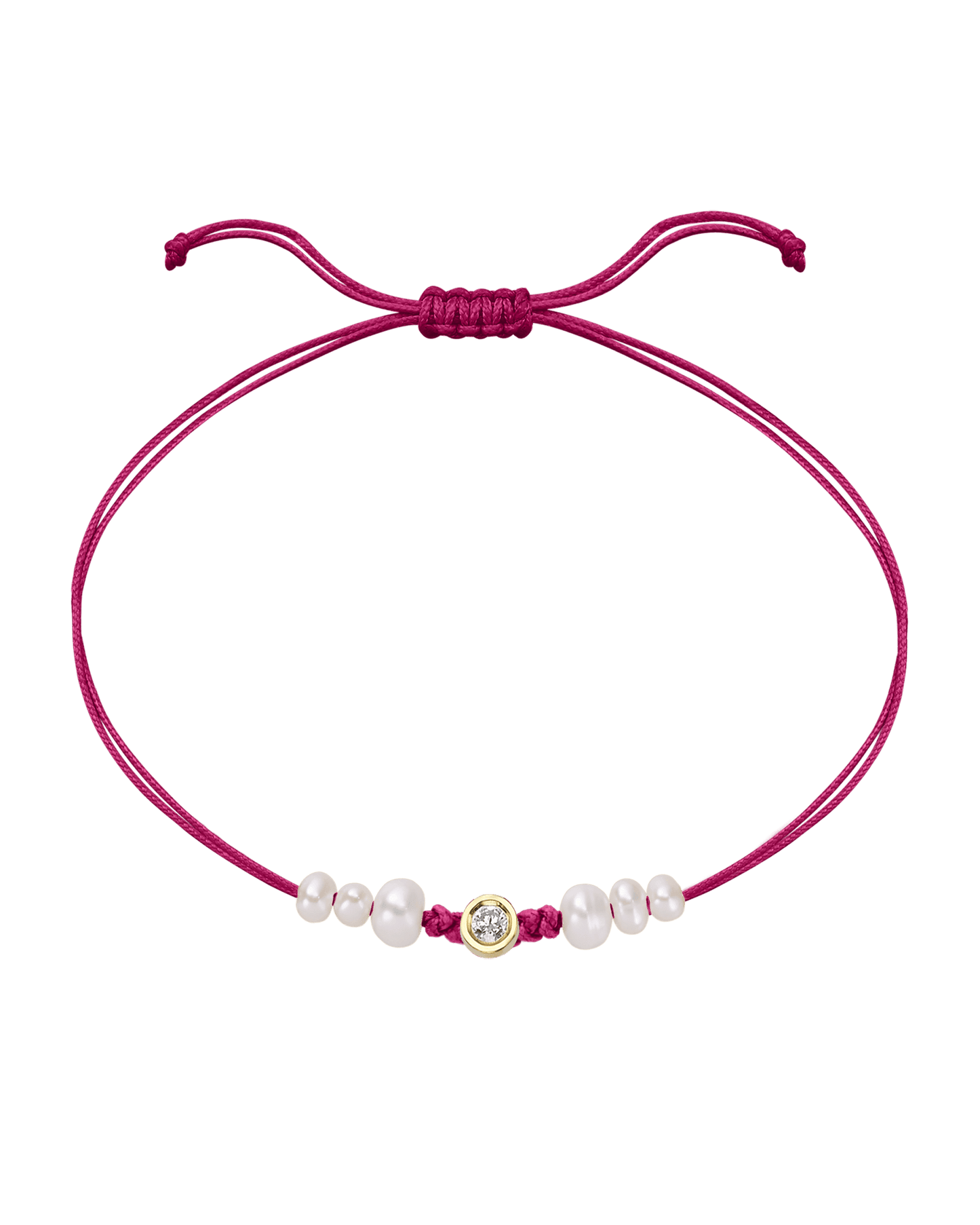 Rose: Le String of Love 6 Perles Naturelles - Or Jaune 14 carats Bracelet magal-dev Fuchsia Medium: 0.05 carats