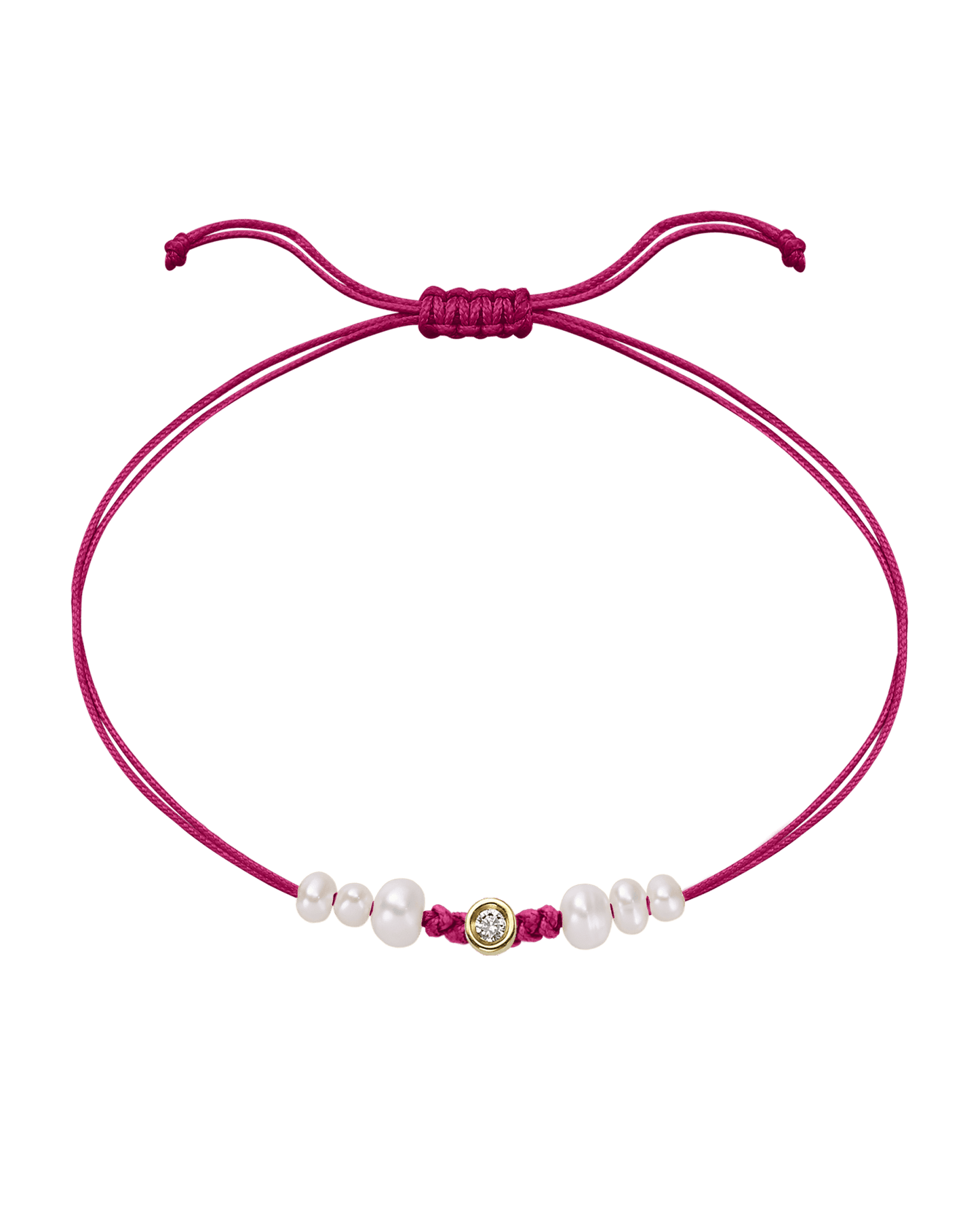 Rose: Le String of Love 6 Perles Naturelles - Or Jaune 14 carats Bracelet magal-dev Fuchsia Small: 0.03 carats