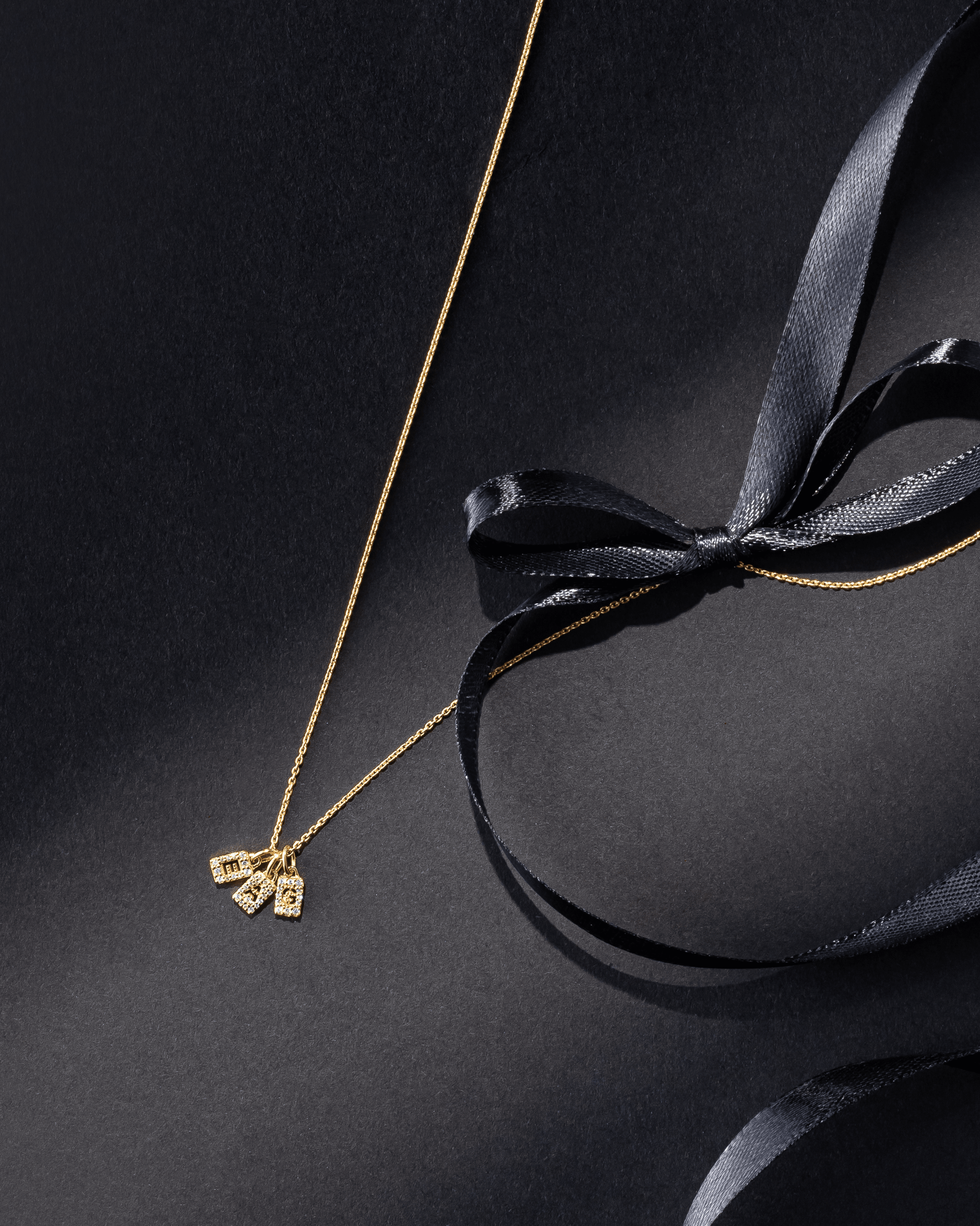 Stardust Initial Tag Necklace - 18K Rose Vermeil Necklaces magal-dev