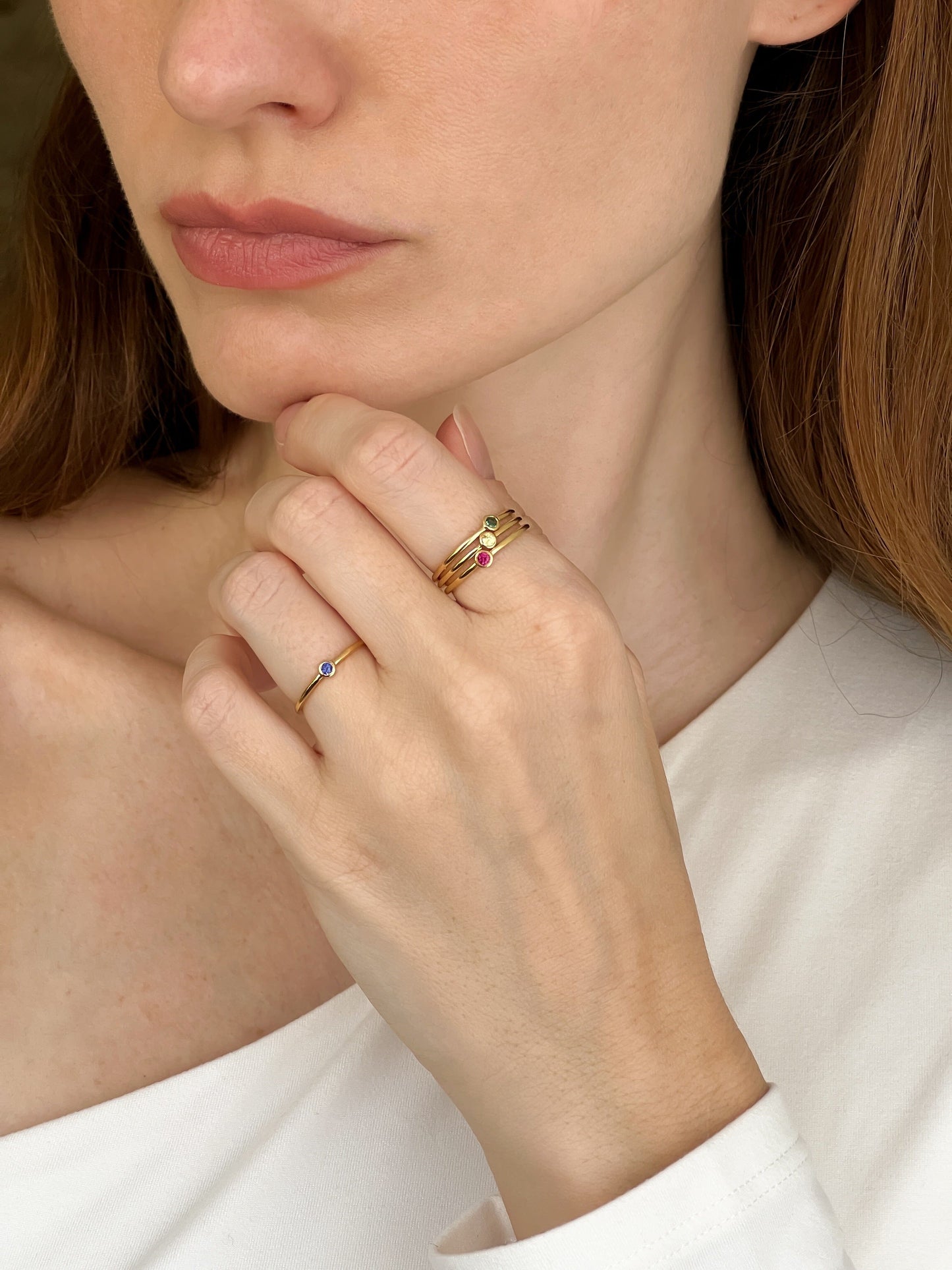 Solo Birthstone Ring - 14K White Gold Rings magal-dev