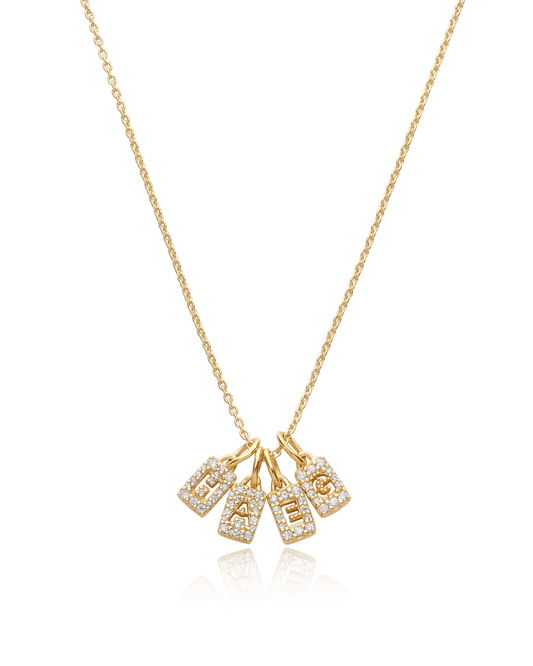 Stardust Initial Tag Necklace - 18K Gold Vermeil Necklaces magal-dev 1 Tag 16"